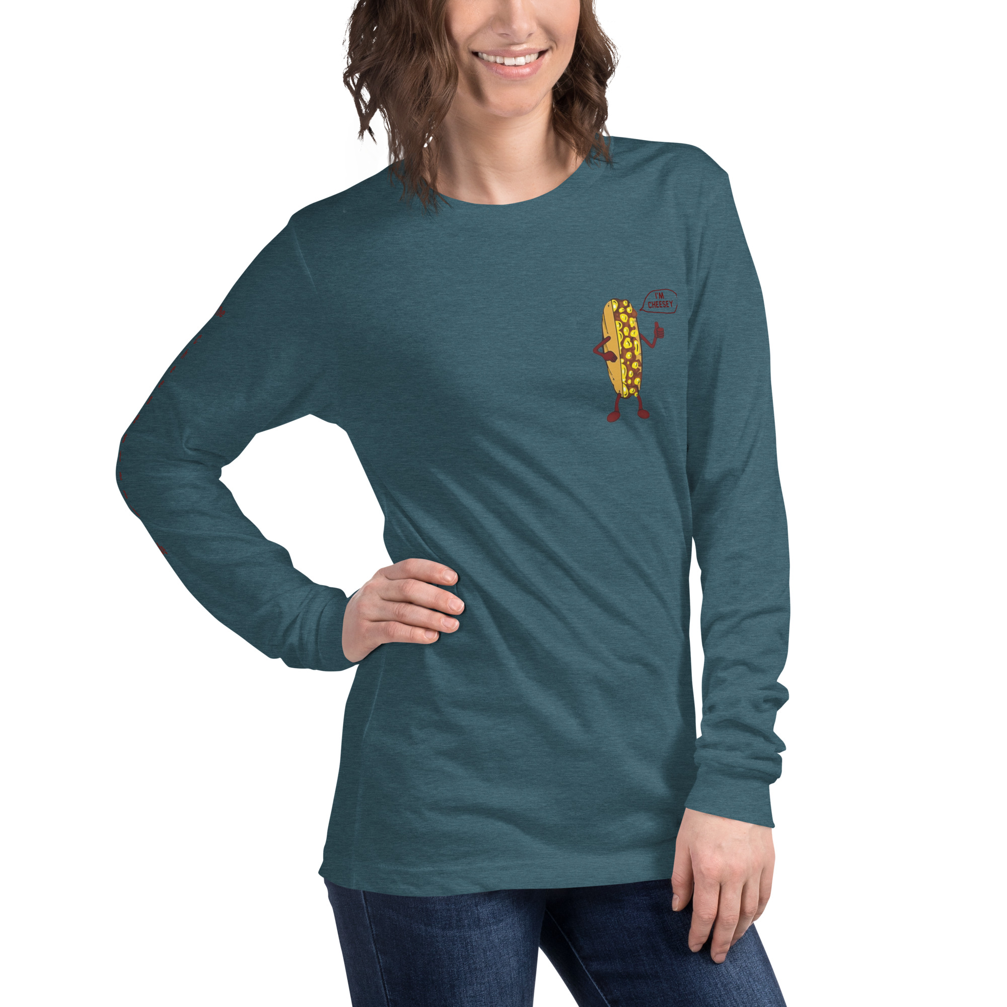 Long Sleeve Tee - Cheesesteak Life - Amigo Dan - Cheesey Fishnet Stockings - TCL on arm - Image 9