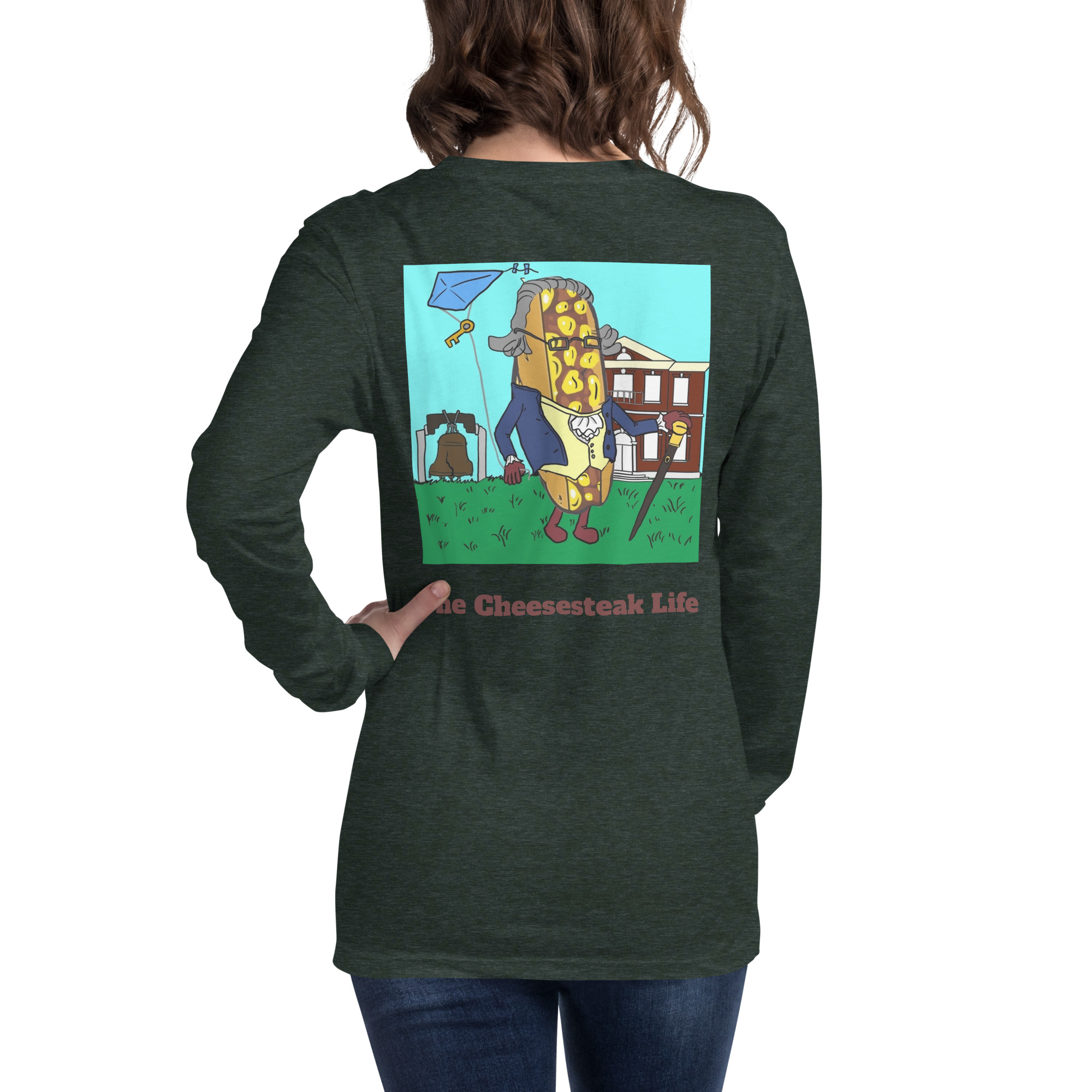 Bella Long Sleeve Tee - Cheesesteak Life - Amigo Dan - Cheesey History - Image 14