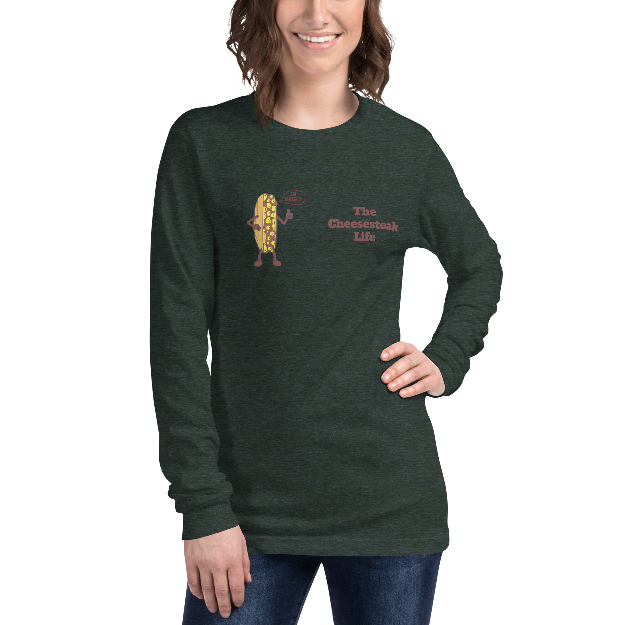 Bella Long Sleeve Tee - Cheesesteak Life - Amigo Dan - Cheesey Beach - Image 13