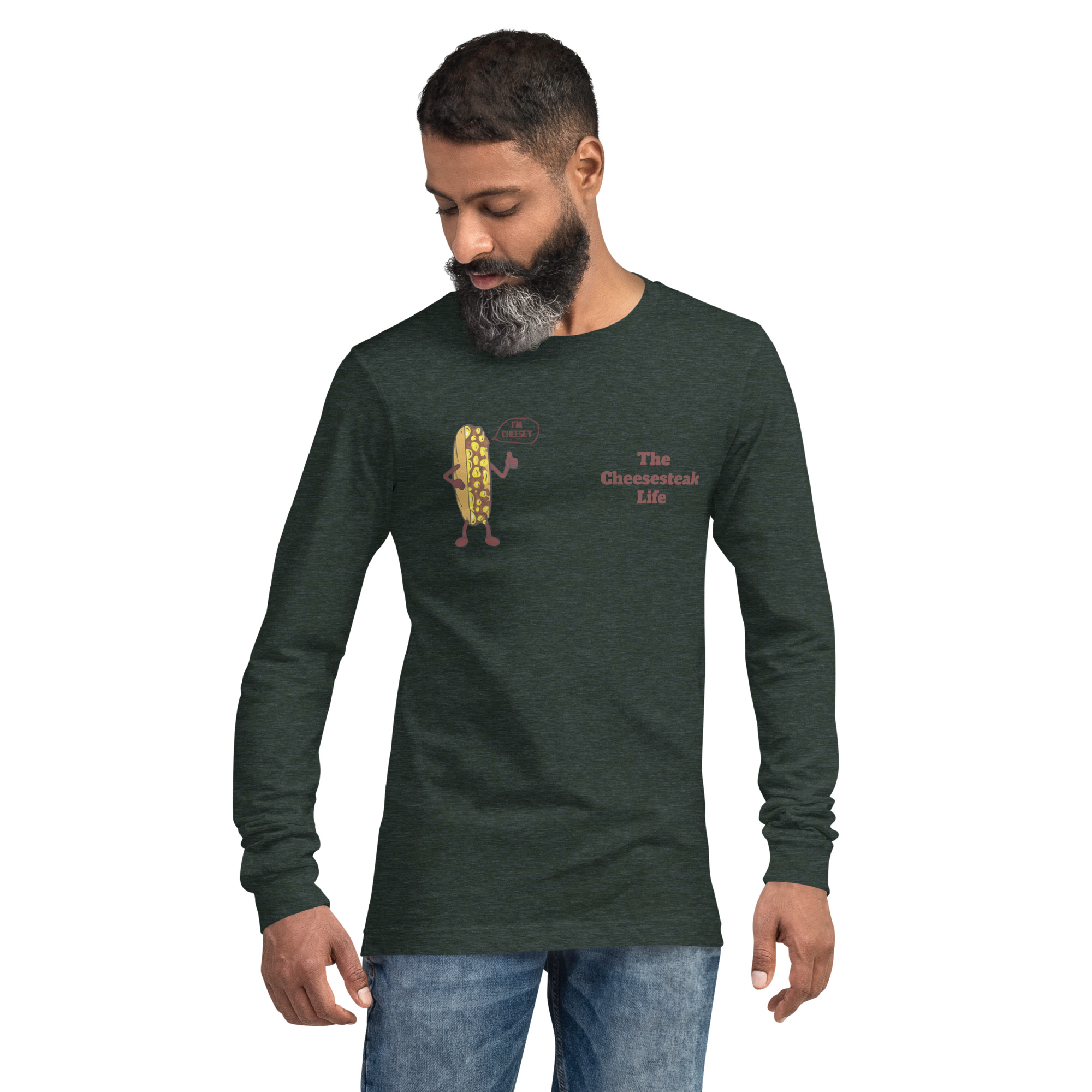 Long Sleeve Tee - Cheesesteak Life - Amigo Dan - Cheesey Fishnet Stockings - Image 7