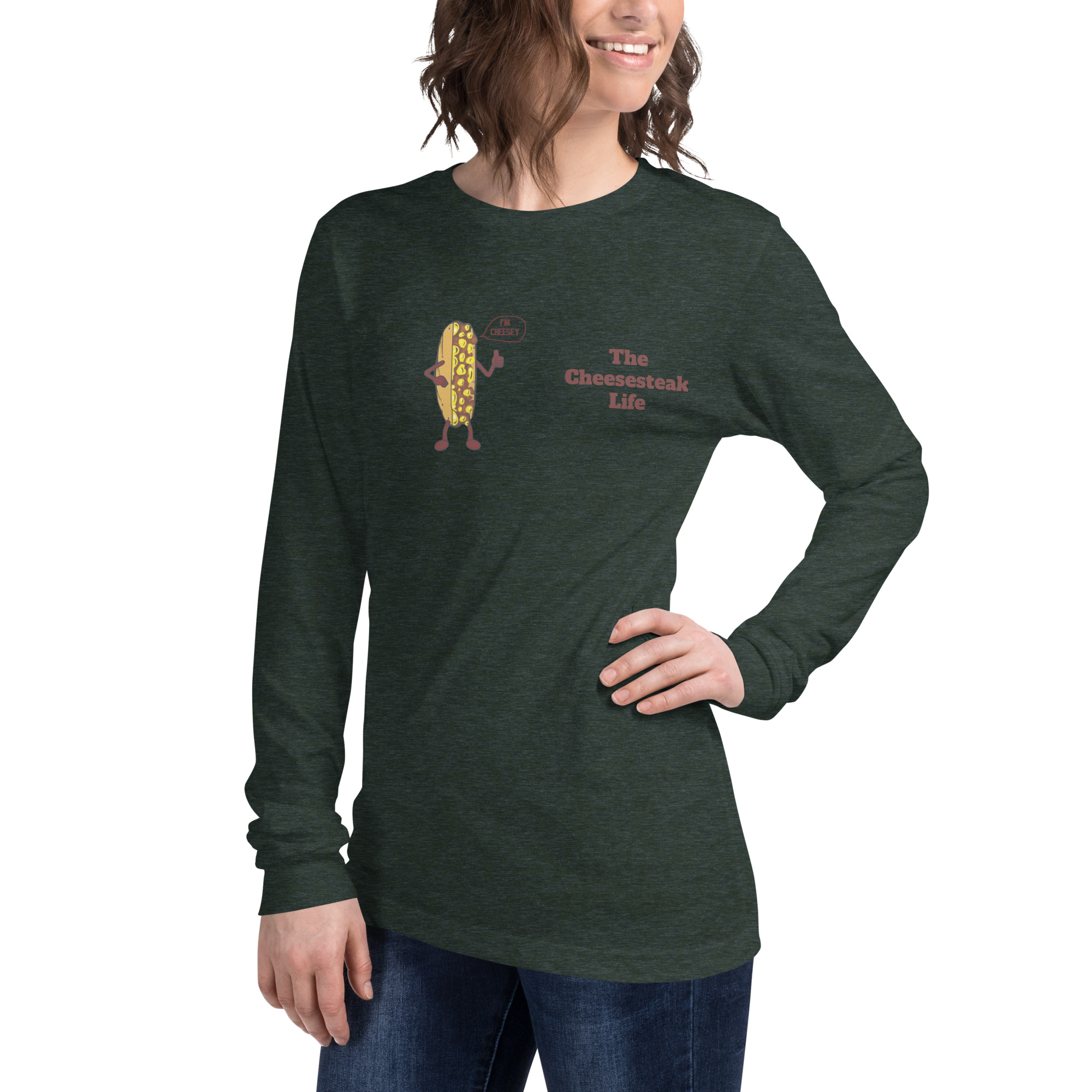 Bella Long Sleeve Tee - Cheesesteak Life - Amigo Dan - Cheesey Beach - Image 15