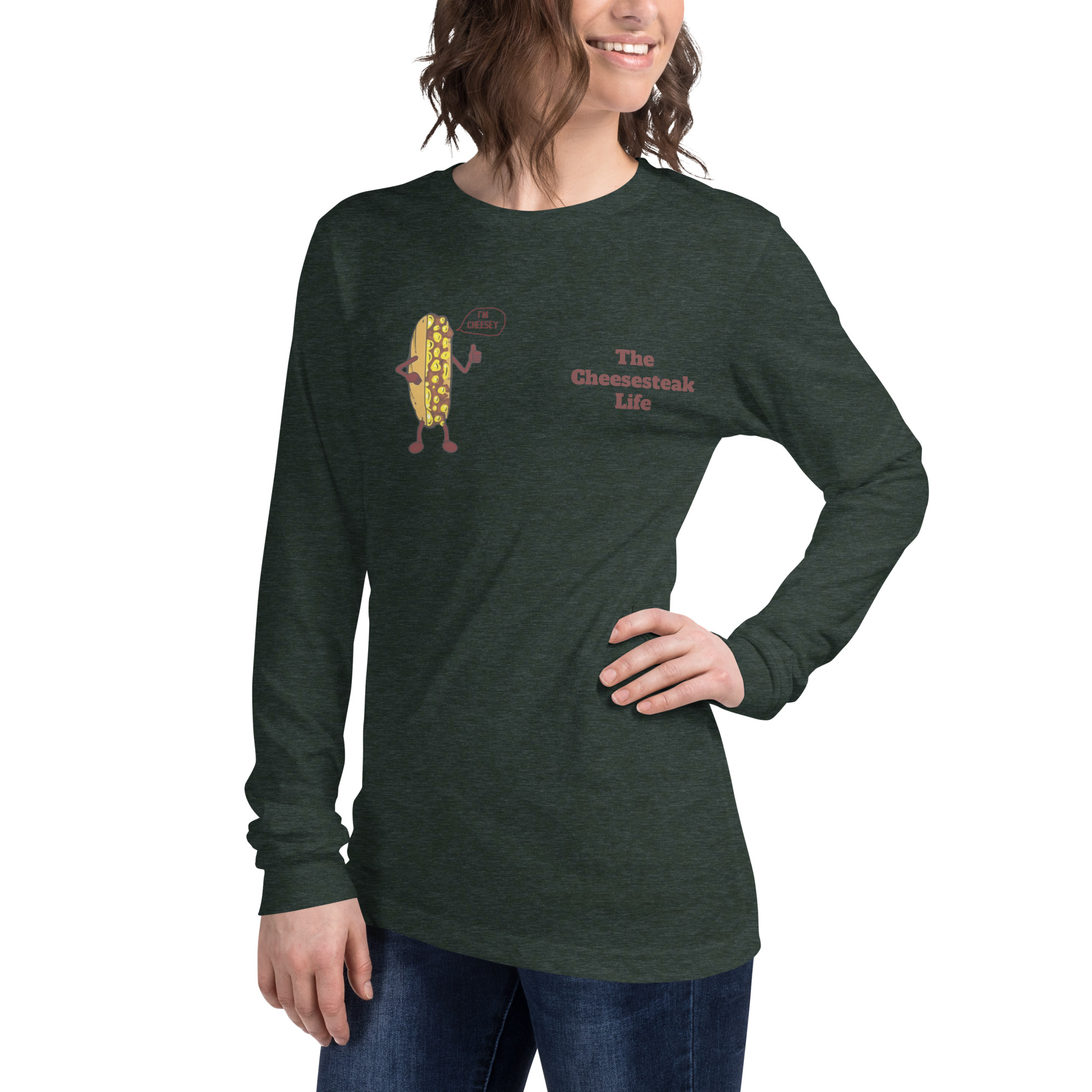 Bella Long Sleeve Tee - Cheesesteak Life - Amigo Dan - Cheesey History - Image 15