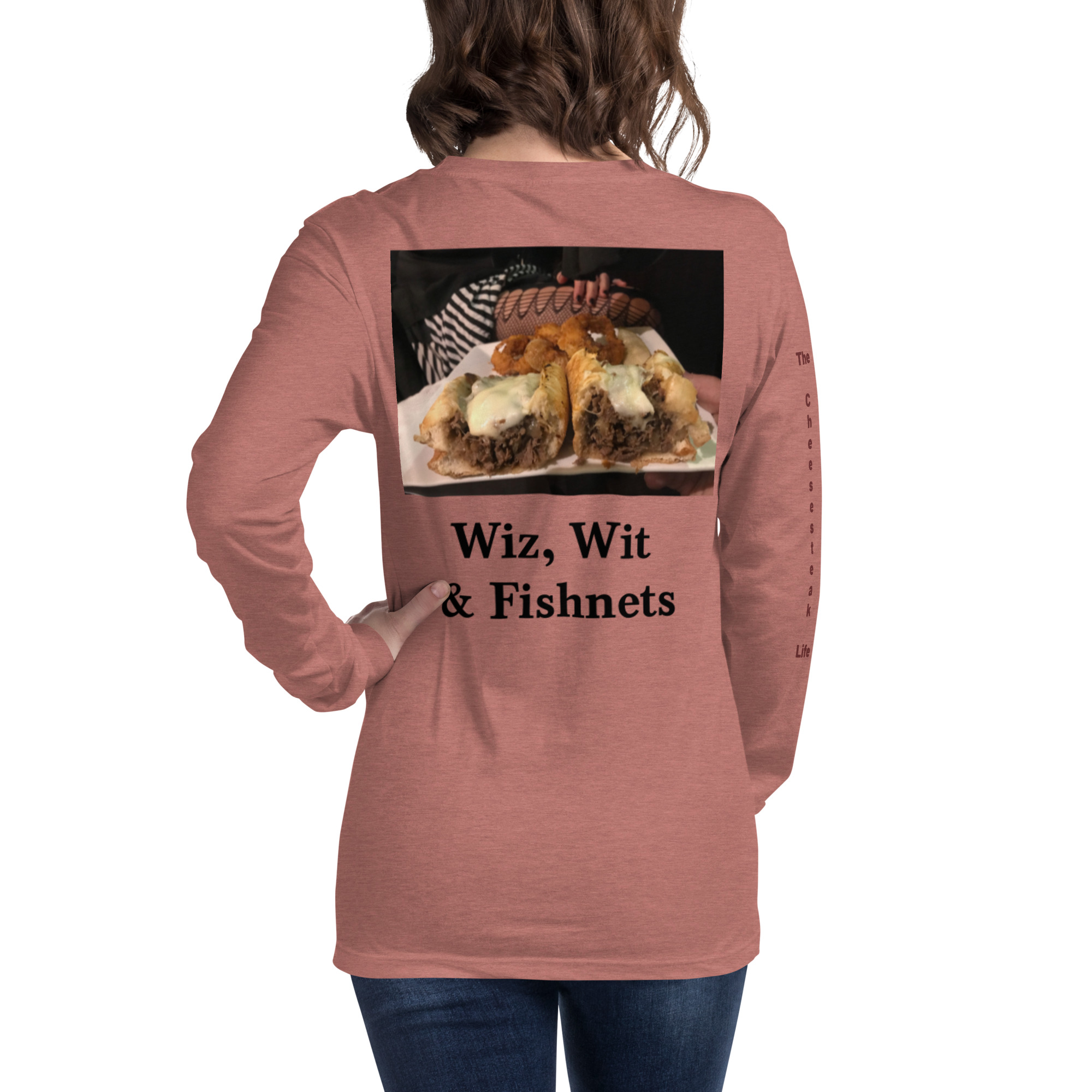 Long Sleeve Tee - Cheesesteak Life - Amigo Dan - Cheesey Fishnet Stockings - TCL on arm - Image 14