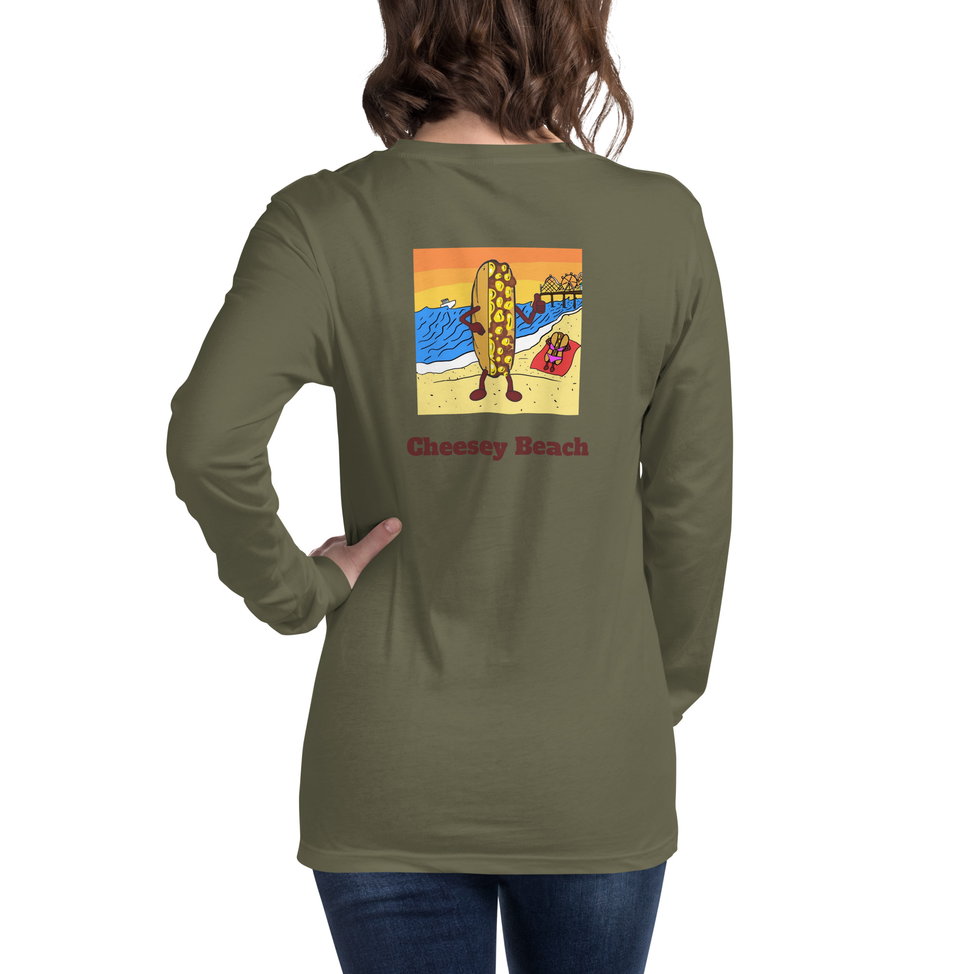 Bella Long Sleeve Tee - Cheesesteak Life - Amigo Dan - Cheesey Beach - Image 26