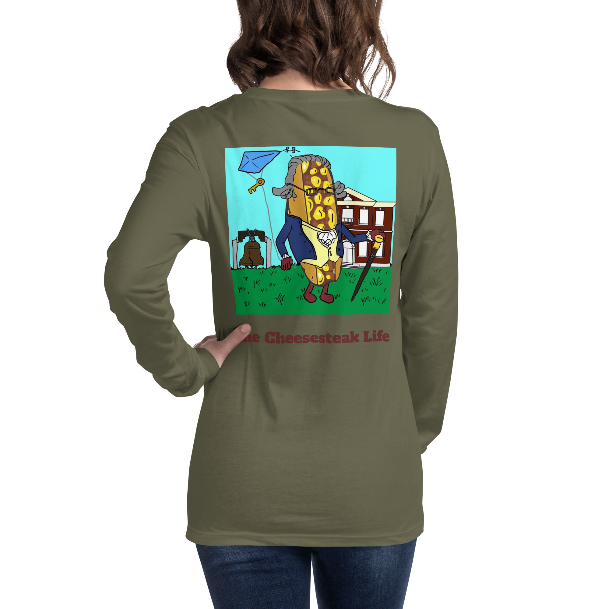 Bella Long Sleeve Tee - Cheesesteak Life - Amigo Dan - Cheesey History - Image 26