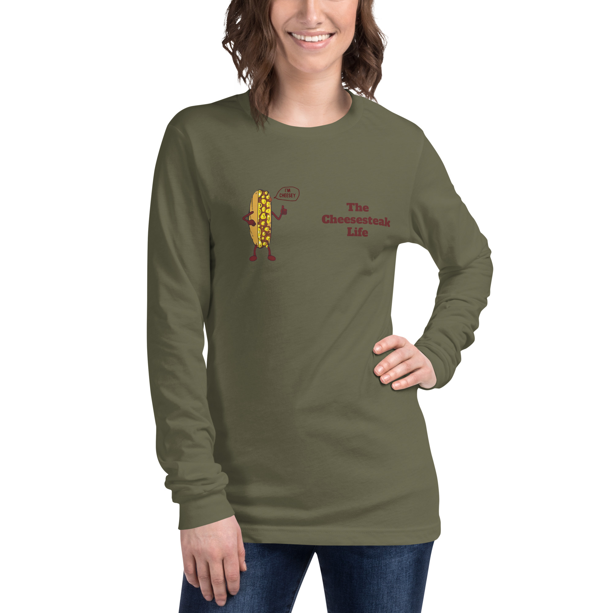 Bella Long Sleeve Tee - Cheesesteak Life - Amigo Dan - Cheesey Beach - Image 25