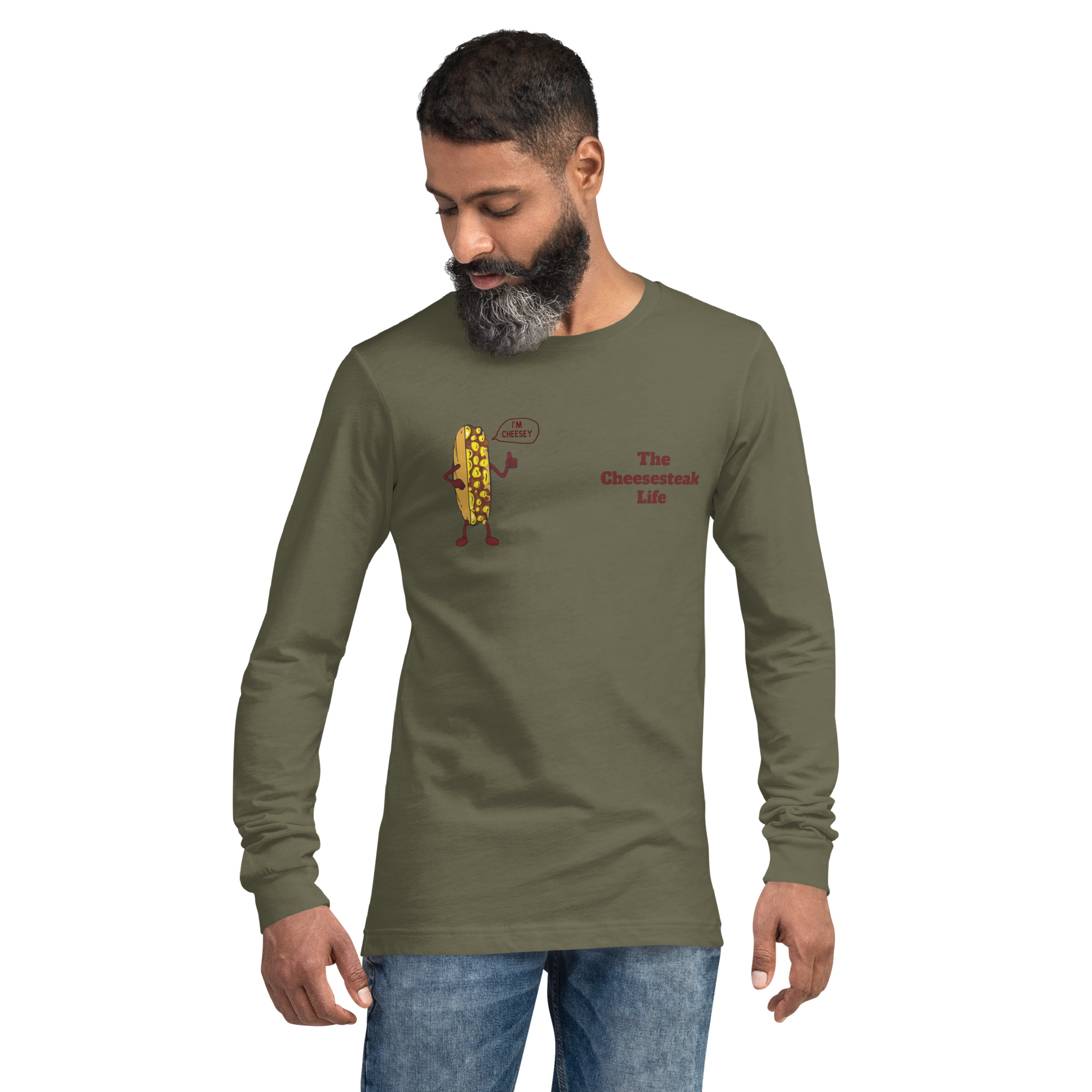 Long Sleeve Tee - Cheesesteak Life - Amigo Dan - Cheesey Fishnet Stockings - Image 13