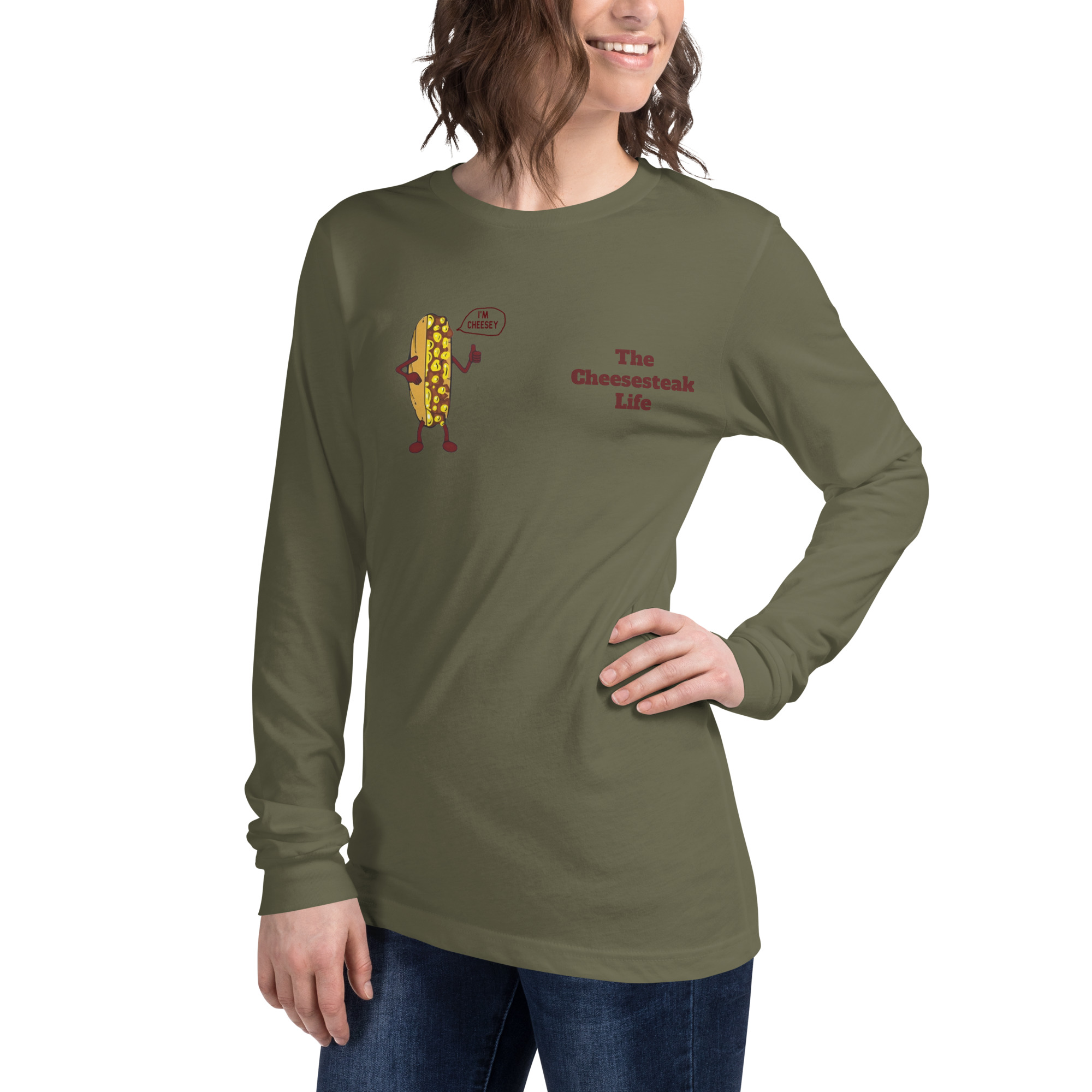 Bella Long Sleeve Tee - Cheesesteak Life - Amigo Dan - Cheesey History - Image 27