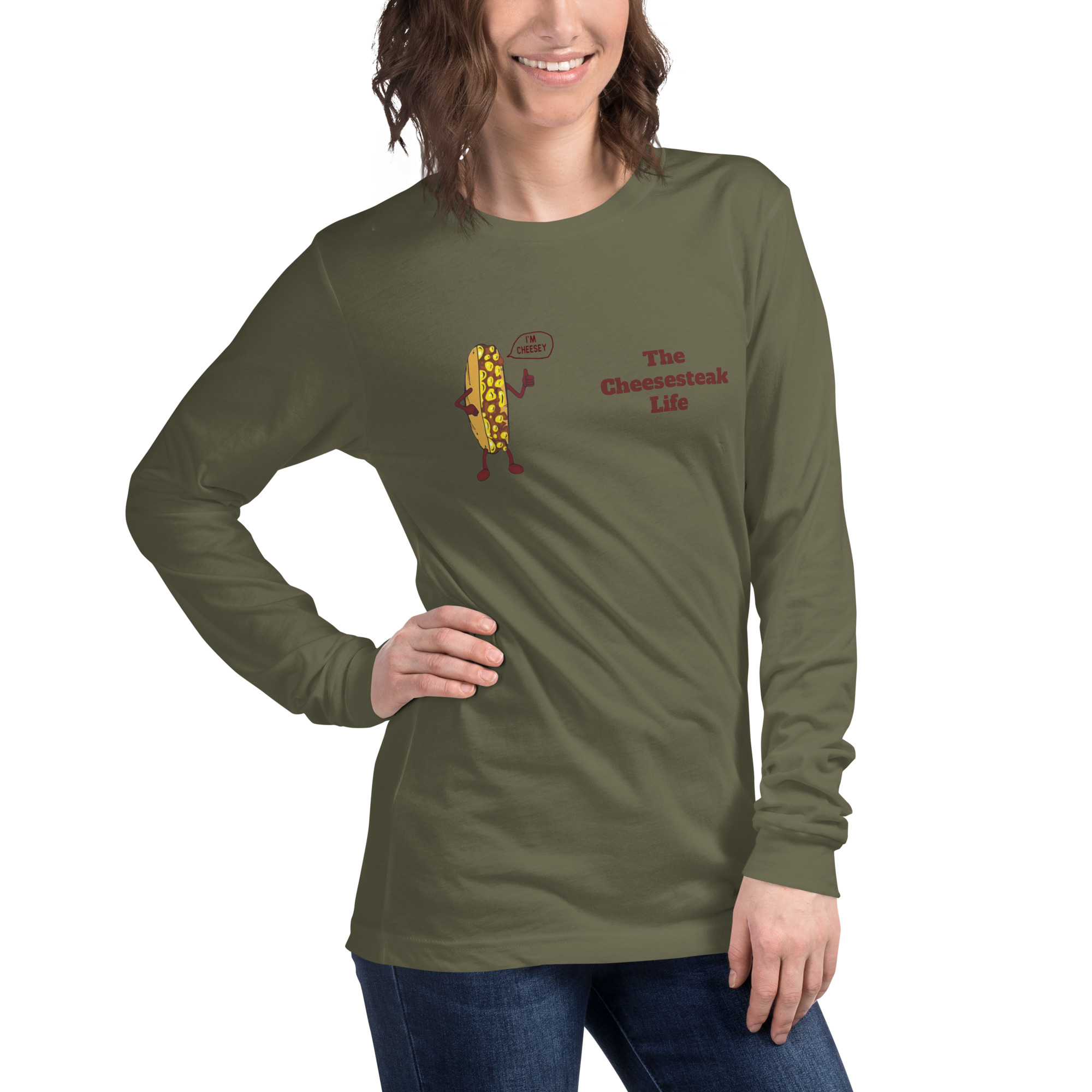 Bella Long Sleeve Tee - Cheesesteak Life - Amigo Dan - Cheesey Beach - Image 28