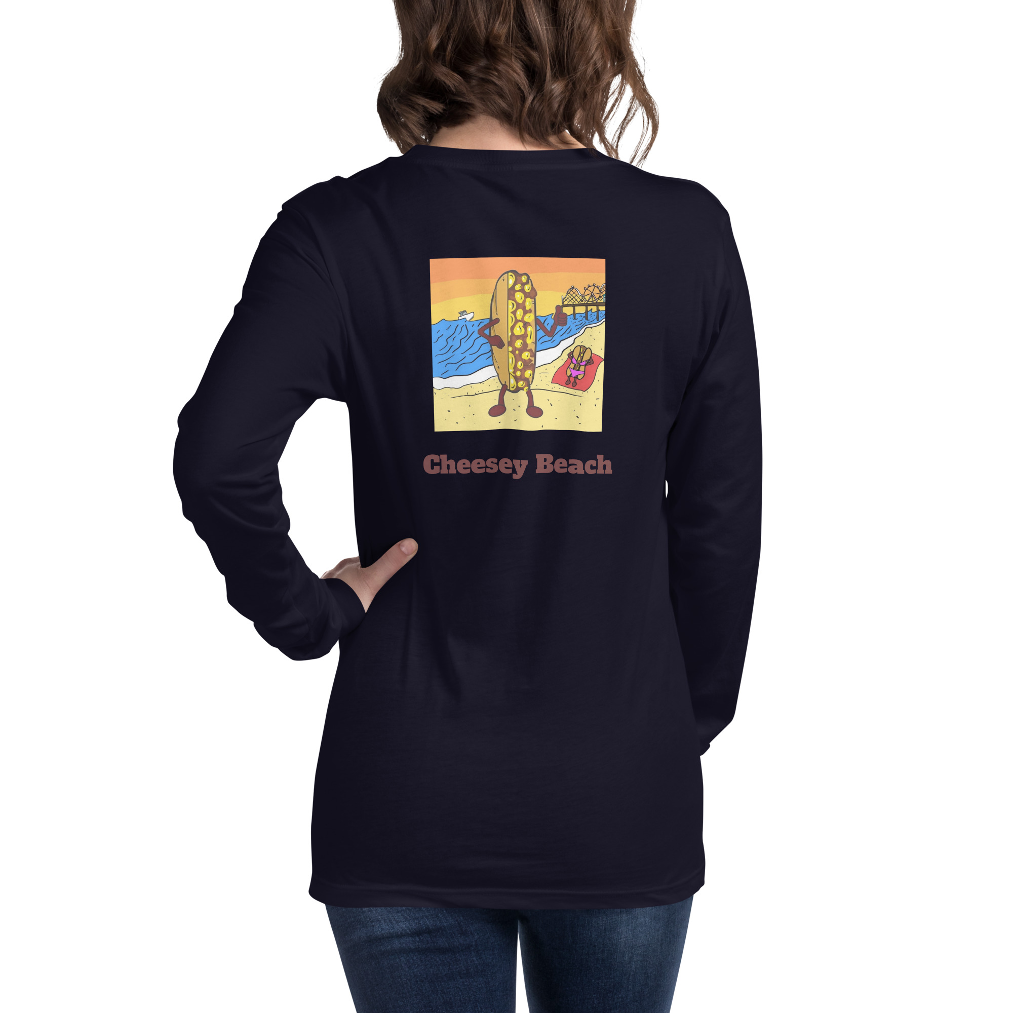 Bella Long Sleeve Tee - Cheesesteak Life - Amigo Dan - Cheesey Beach - Image 6