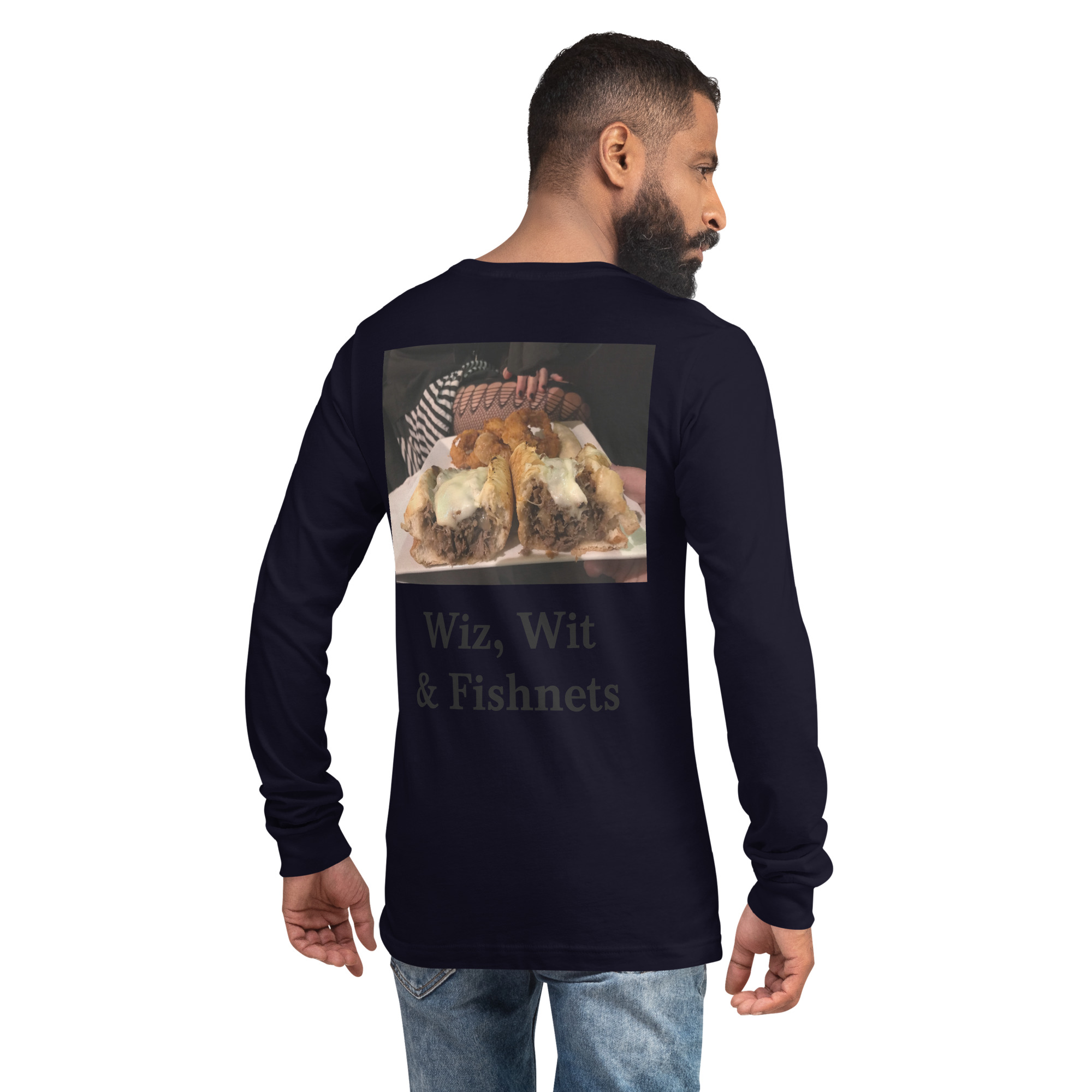 Long Sleeve Tee - Cheesesteak Life - Amigo Dan - Cheesey Fishnet Stockings - Image 4