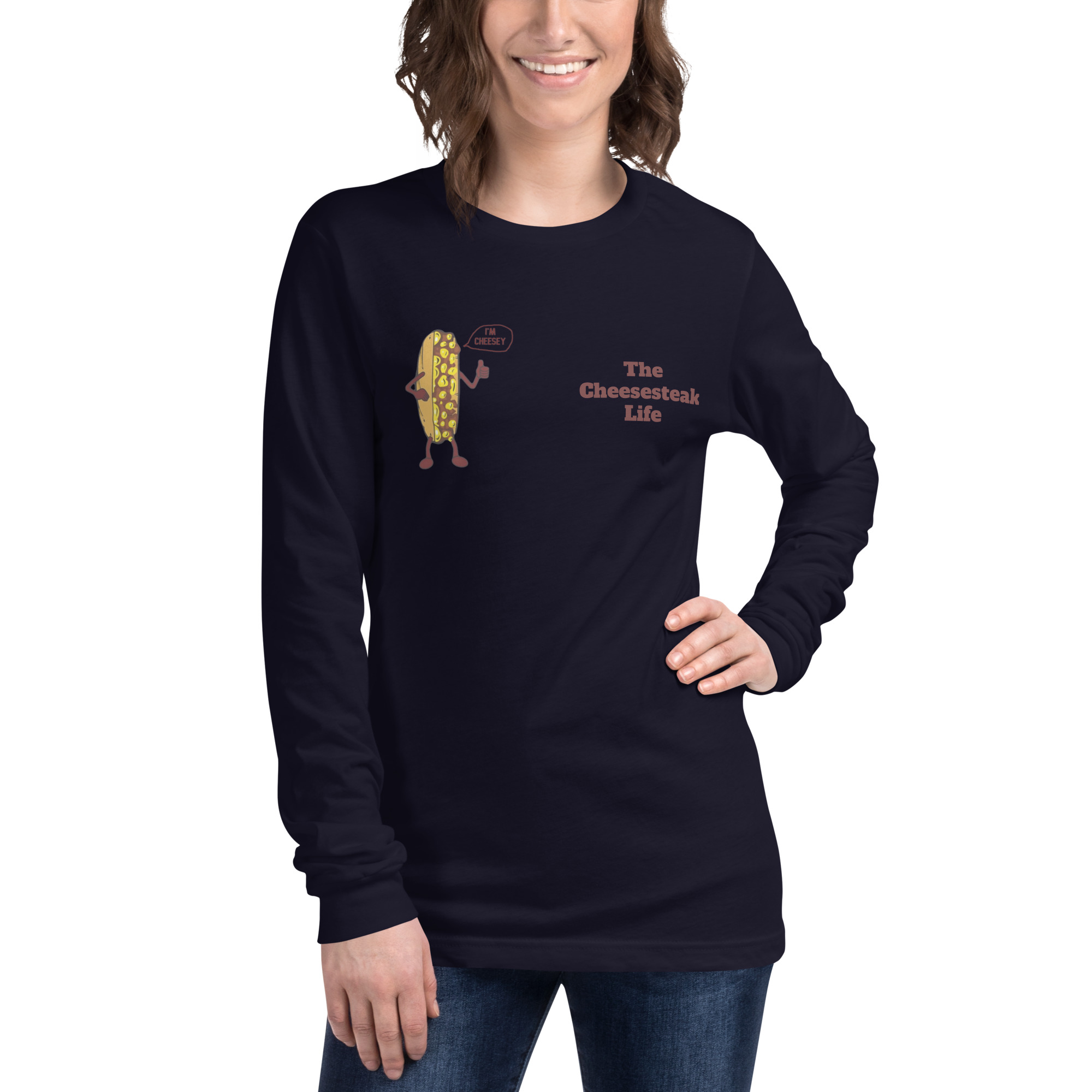 Bella Long Sleeve Tee - Cheesesteak Life - Amigo Dan - Cheesey History - Image 5