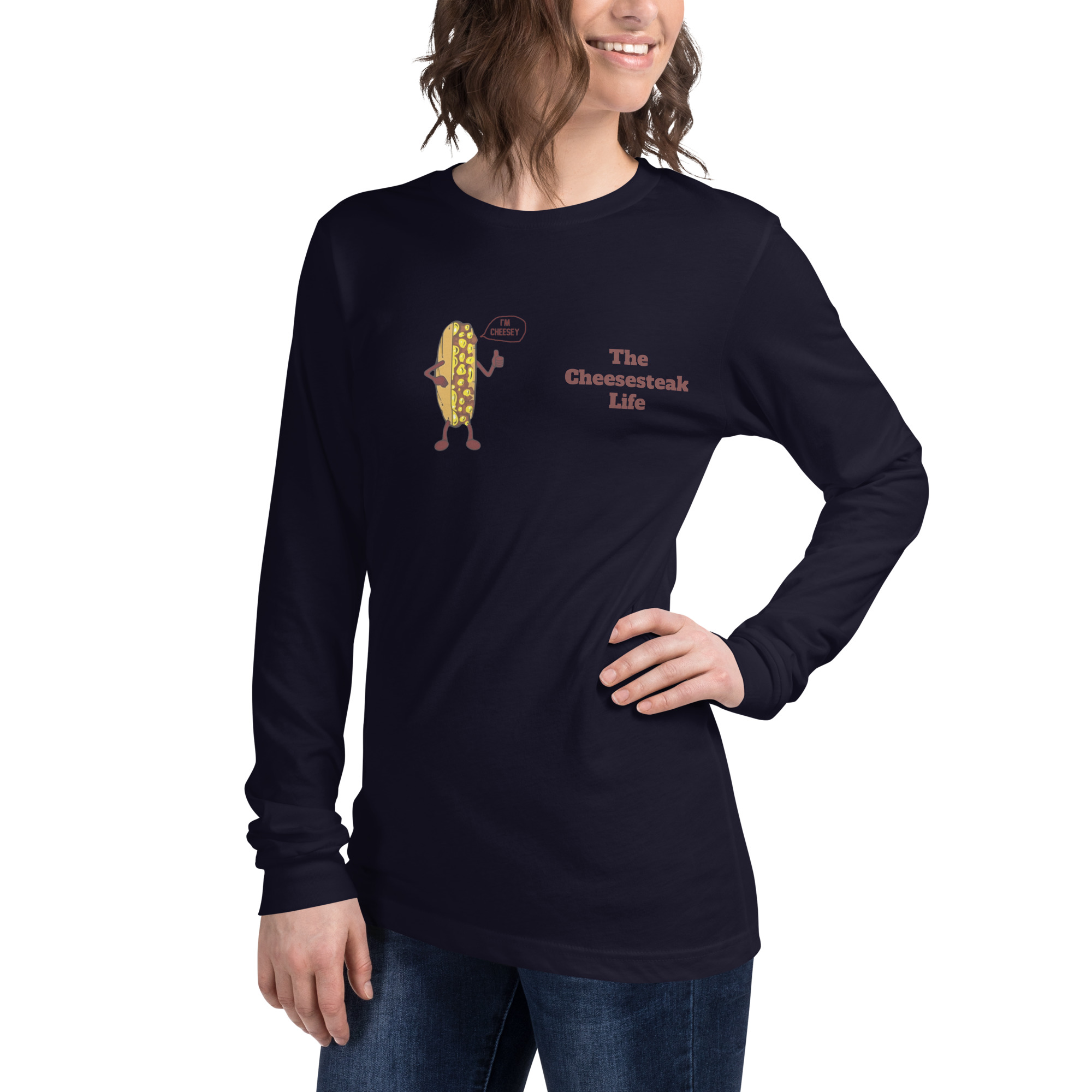 Bella Long Sleeve Tee - Cheesesteak Life - Amigo Dan - Cheesey Beach - Image 7