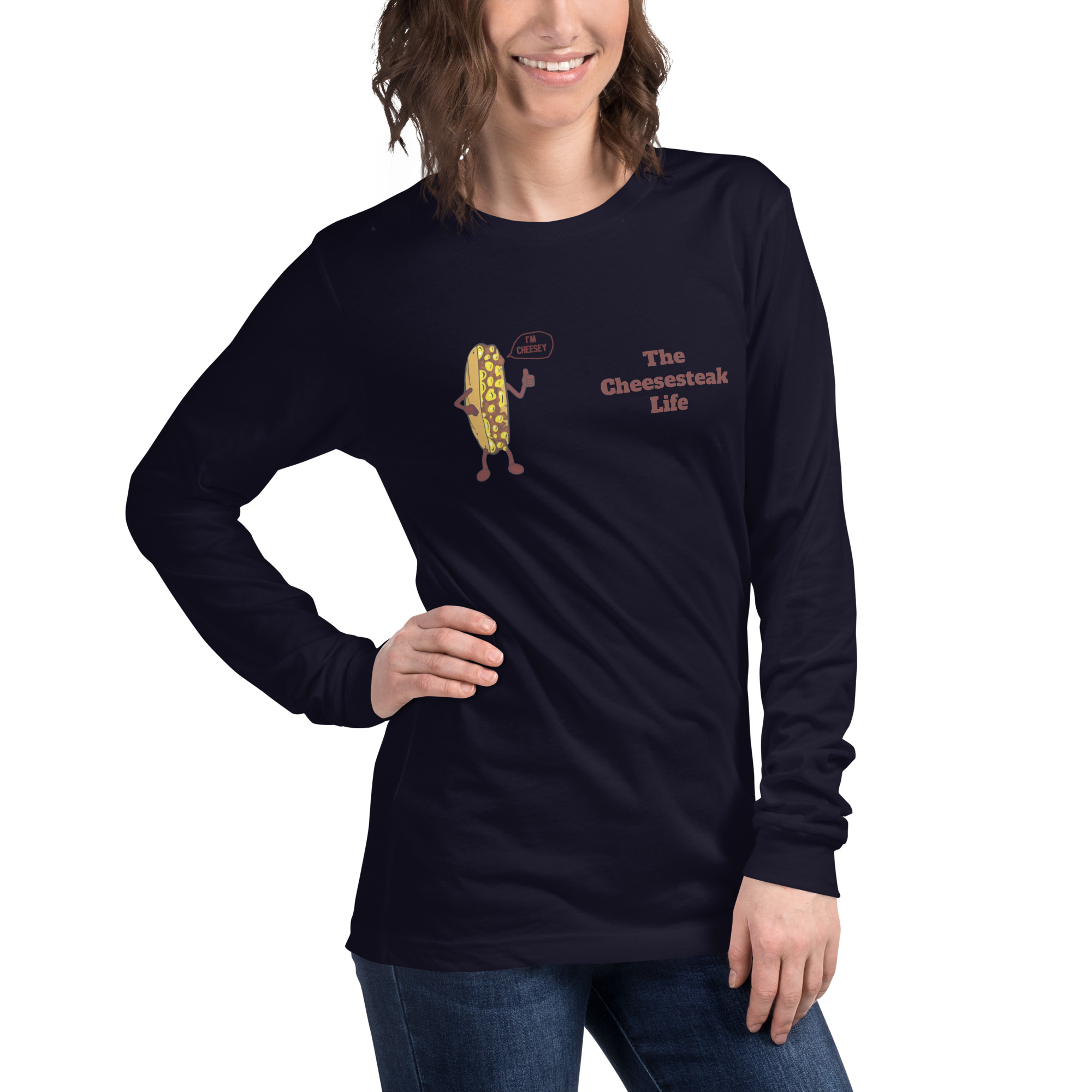 Bella Long Sleeve Tee - Cheesesteak Life - Amigo Dan - Cheesey Beach - Image 8