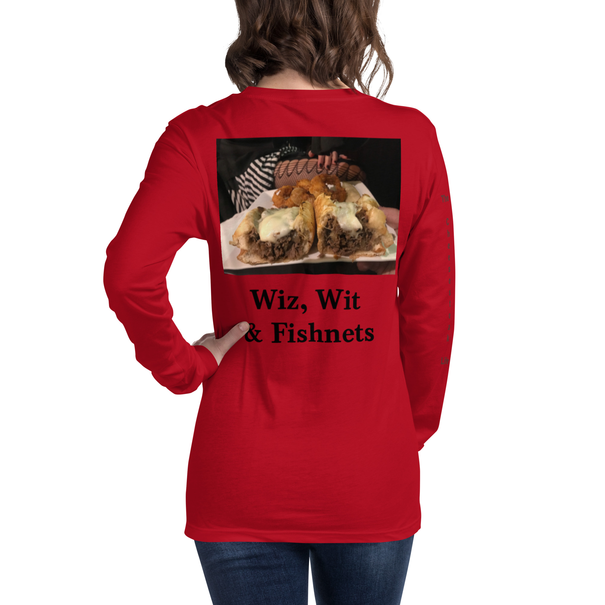 Long Sleeve Tee - Cheesesteak Life - Amigo Dan - Cheesey Fishnet Stockings - TCL on arm - Image 2
