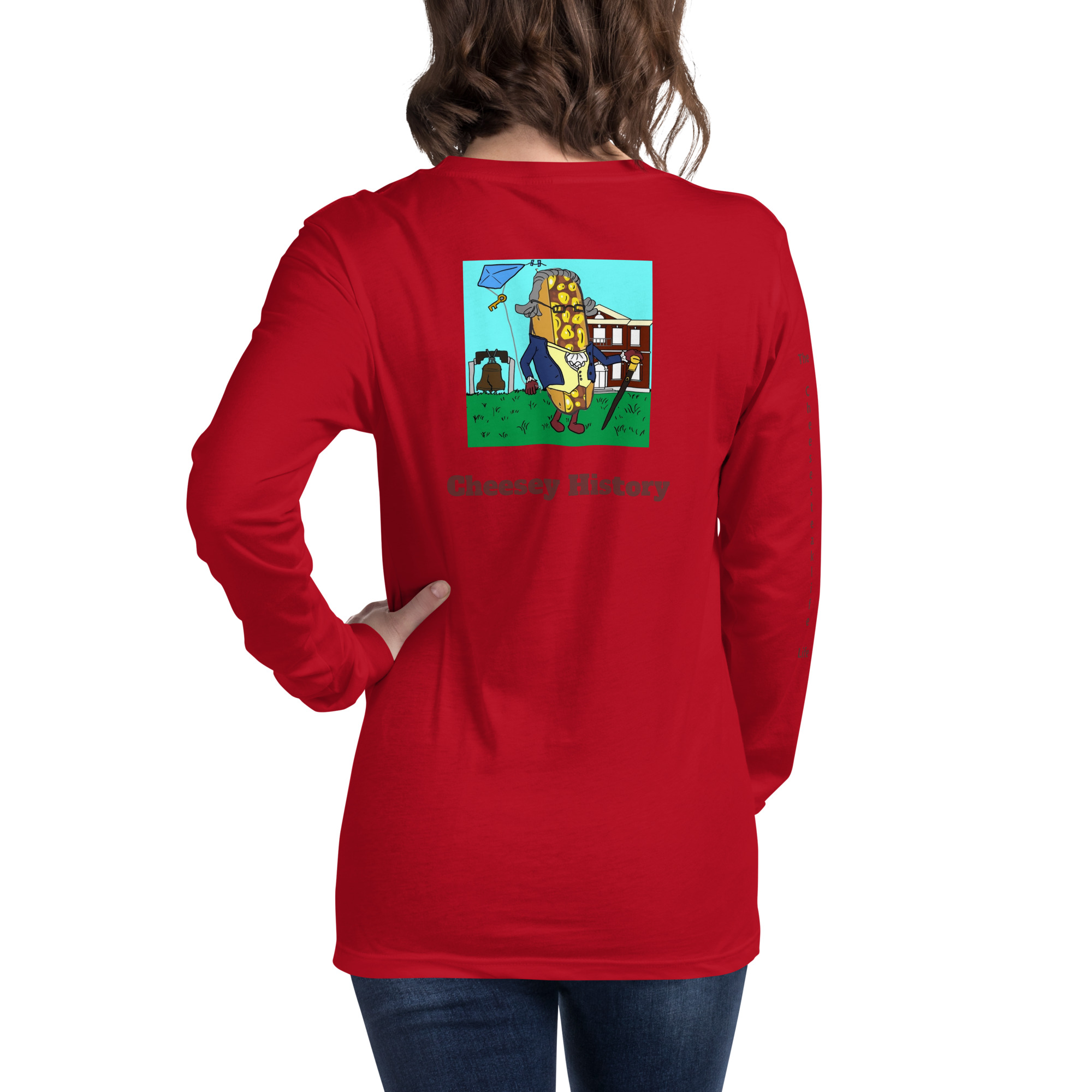 Long Sleeve T-Shirt - Cheesesteak Life - Amigo Dan - Cheesey History - TCL on arm - Image 5