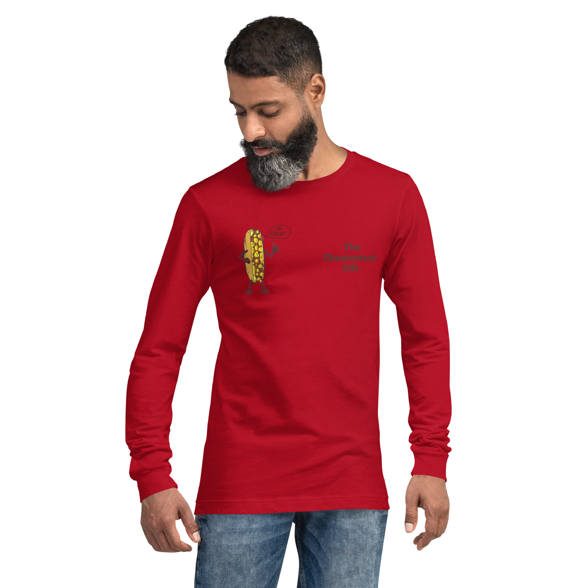 Long Sleeve Tee - Cheesesteak Life - Amigo Dan - Cheesey Fishnet Stockings - Image 5