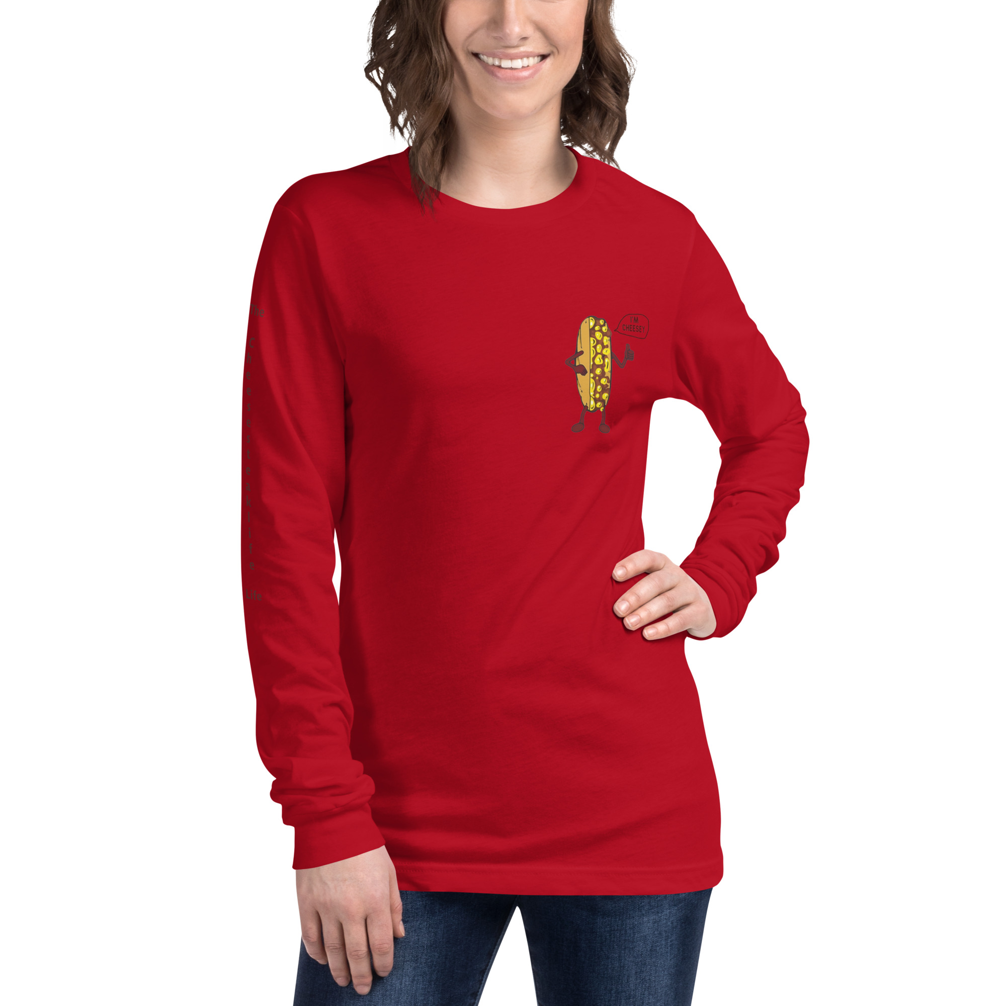 Long Sleeve T-Shirt - Cheesesteak Life - Amigo Dan - Cheesey History - TCL on arm - Image 4