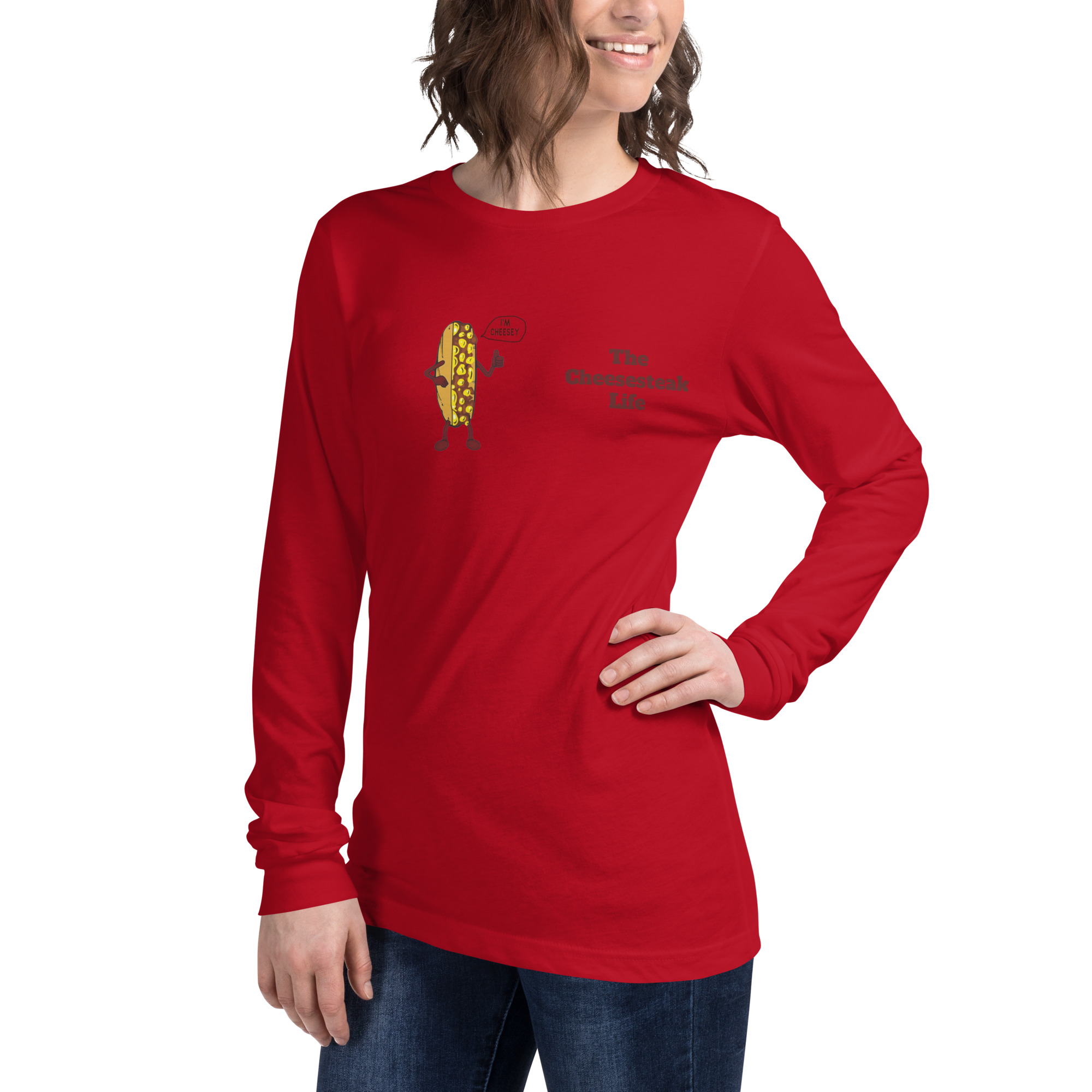 Bella Long Sleeve Tee - Cheesesteak Life - Amigo Dan - Cheesey Beach - Image 11