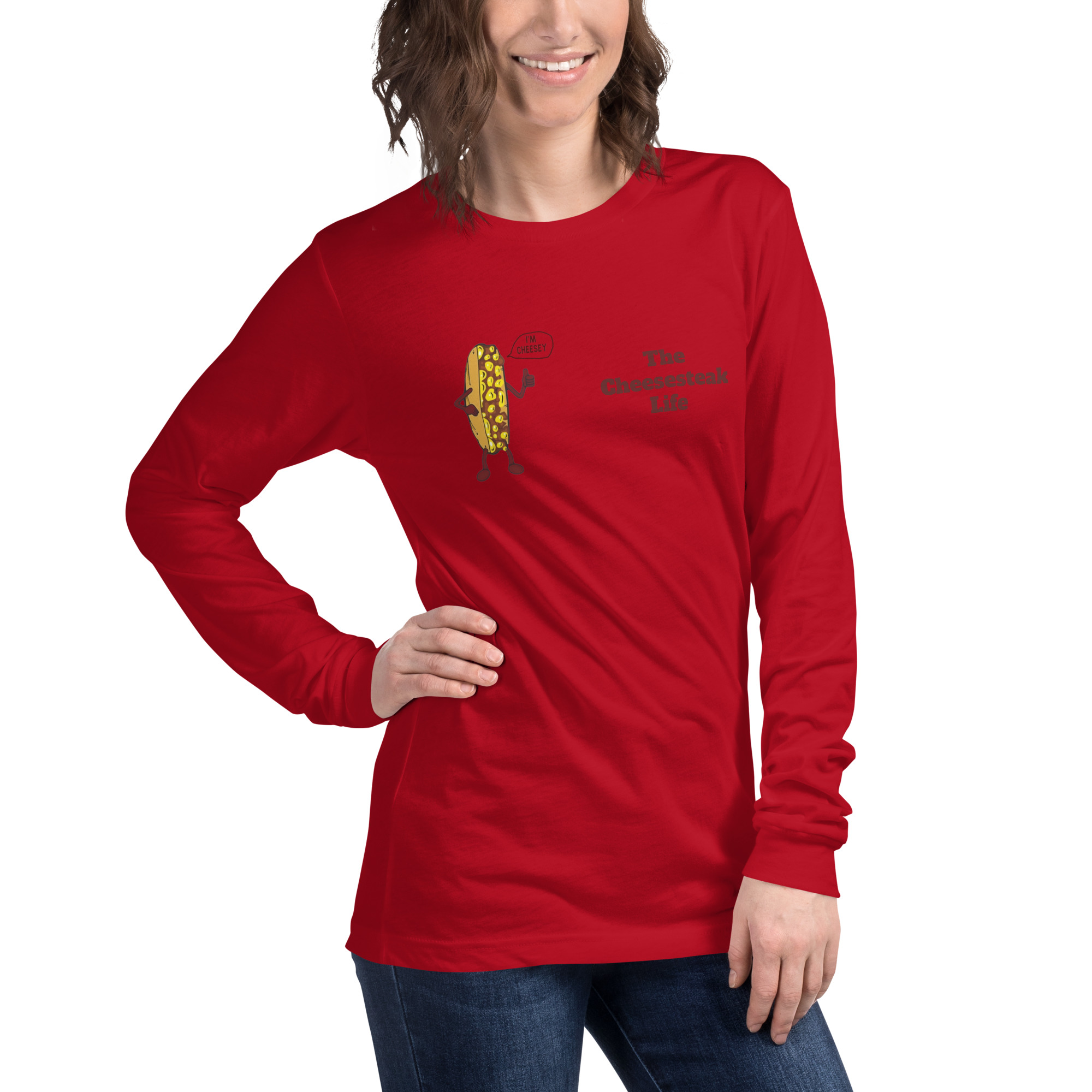 Bella Long Sleeve Tee - Cheesesteak Life - Amigo Dan - Cheesey Beach - Image 12