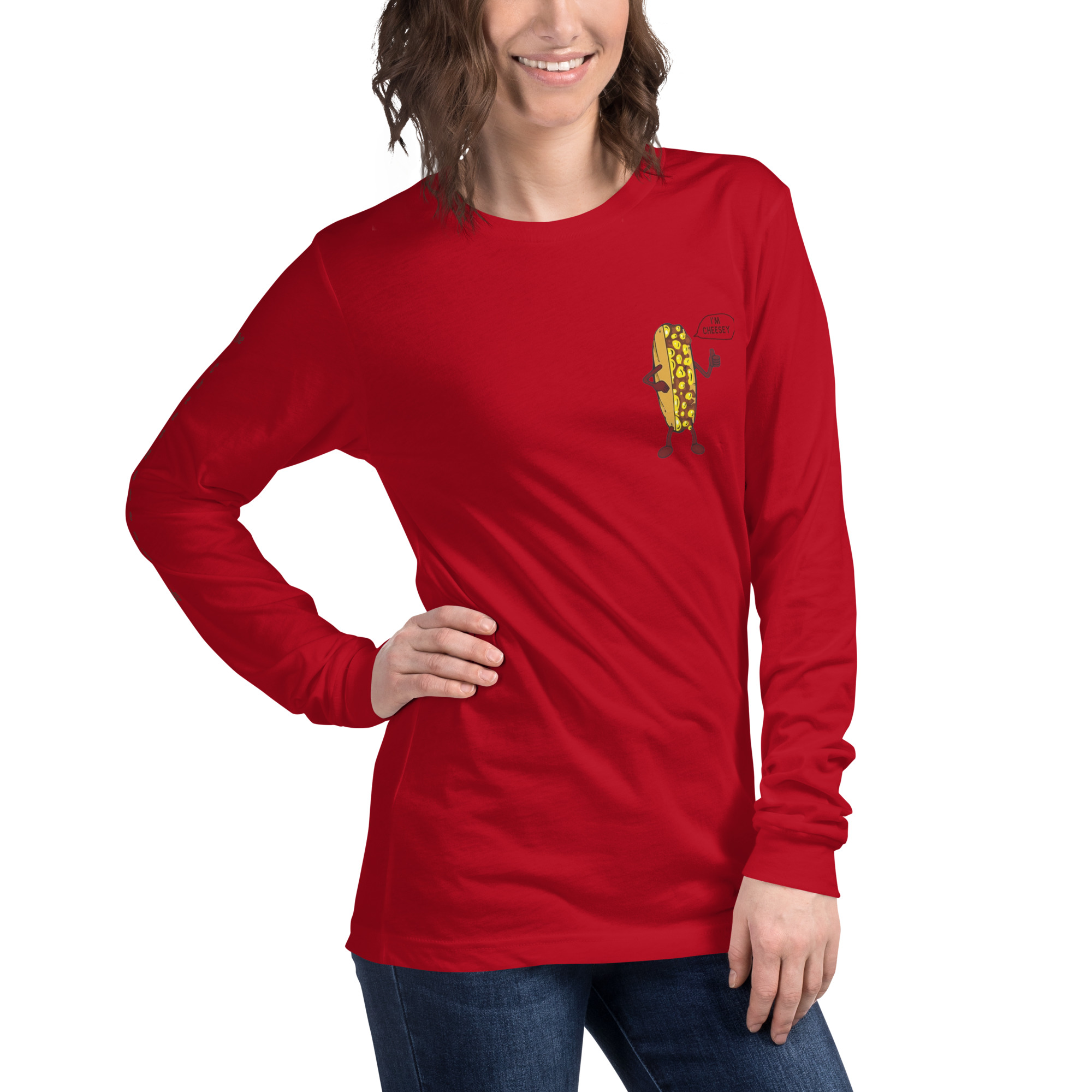 Long Sleeve Tee - Cheesesteak Life - Amigo Dan - Cheesey Fishnet Stockings - TCL on arm - Image 3