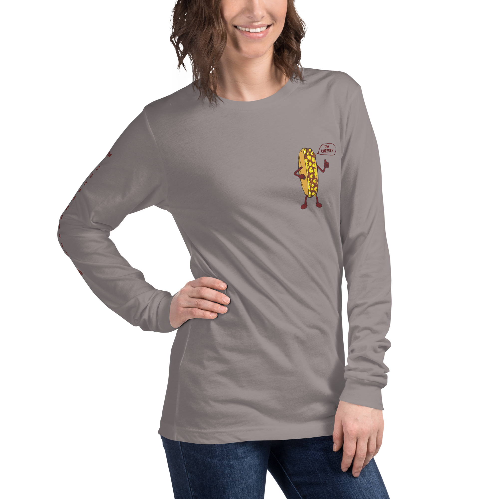 Long Sleeve Tee - Cheesesteak Life - Amigo Dan - Cheesey Fishnet Stockings - TCL on arm - Image 18