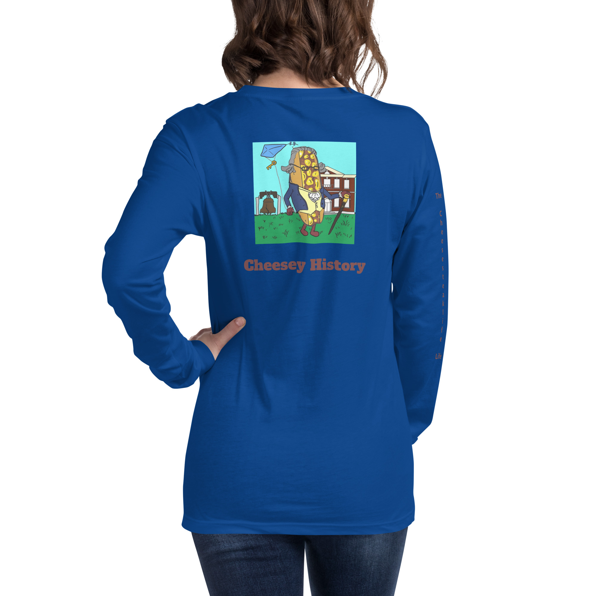 Long Sleeve T-Shirt - Cheesesteak Life - Amigo Dan - Cheesey History - TCL on arm - Image 8