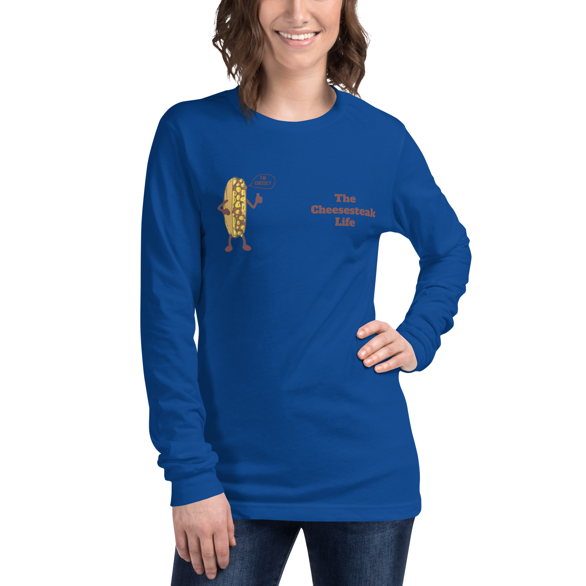 Bella Long Sleeve Tee - Cheesesteak Life - Amigo Dan - Cheesey History - Image 17