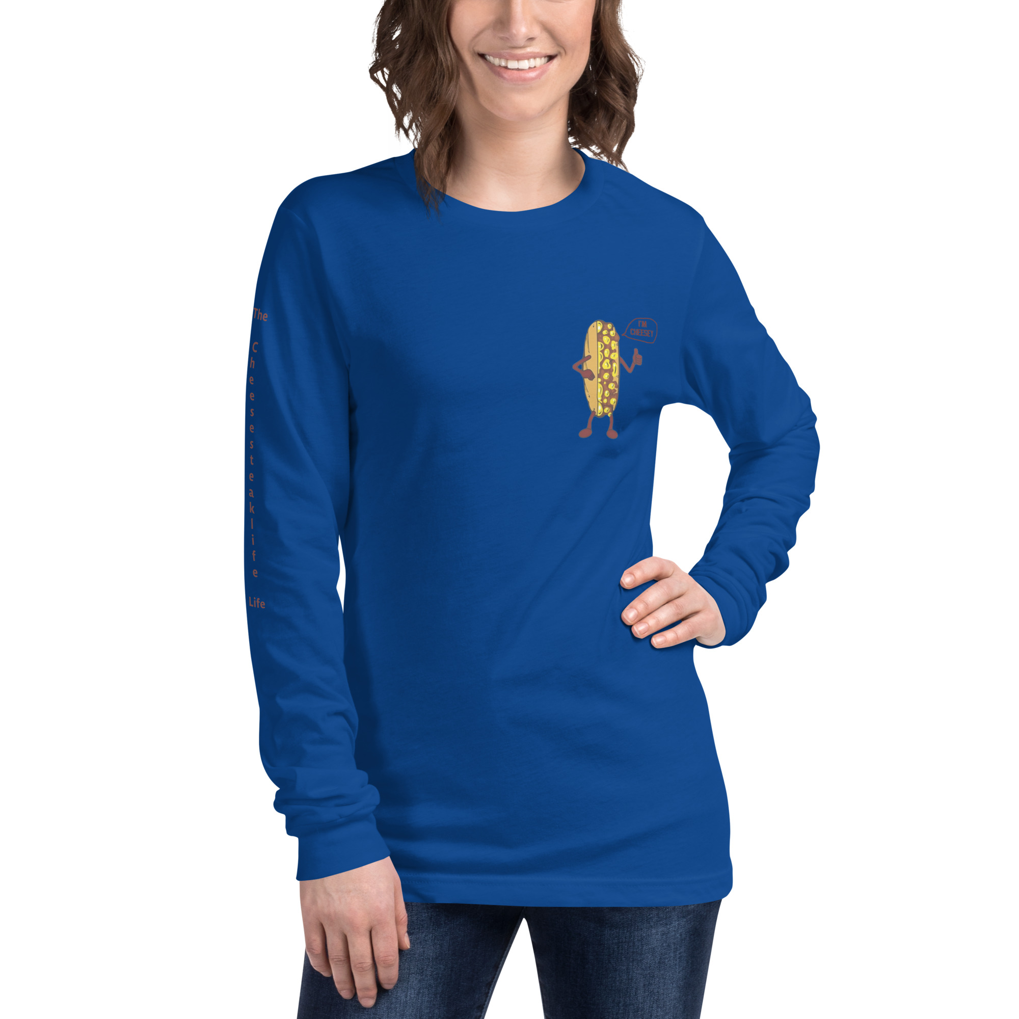 Long Sleeve T-Shirt - Cheesesteak Life - Amigo Dan - Cheesey History - TCL on arm - Image 7