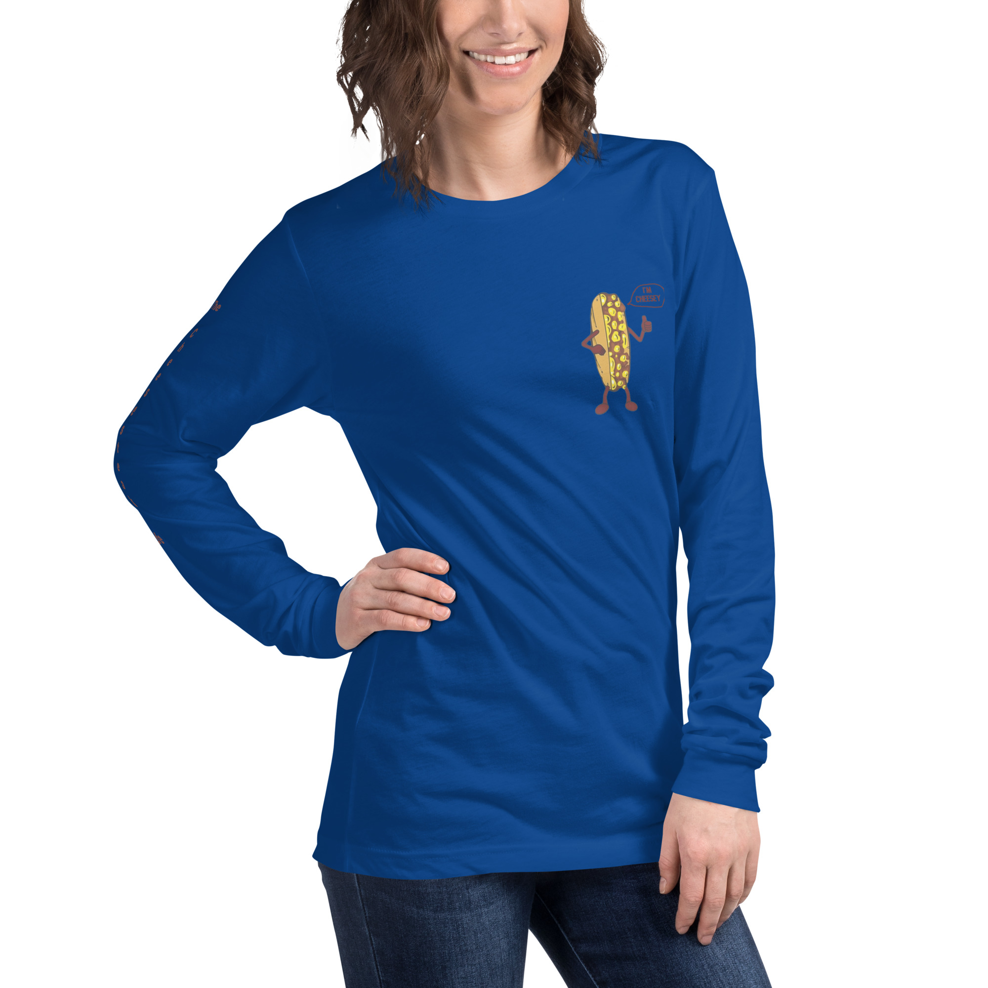 Long Sleeve Tee - Cheesesteak Life - Amigo Dan - Cheesey Fishnet Stockings - TCL on arm - Image 6
