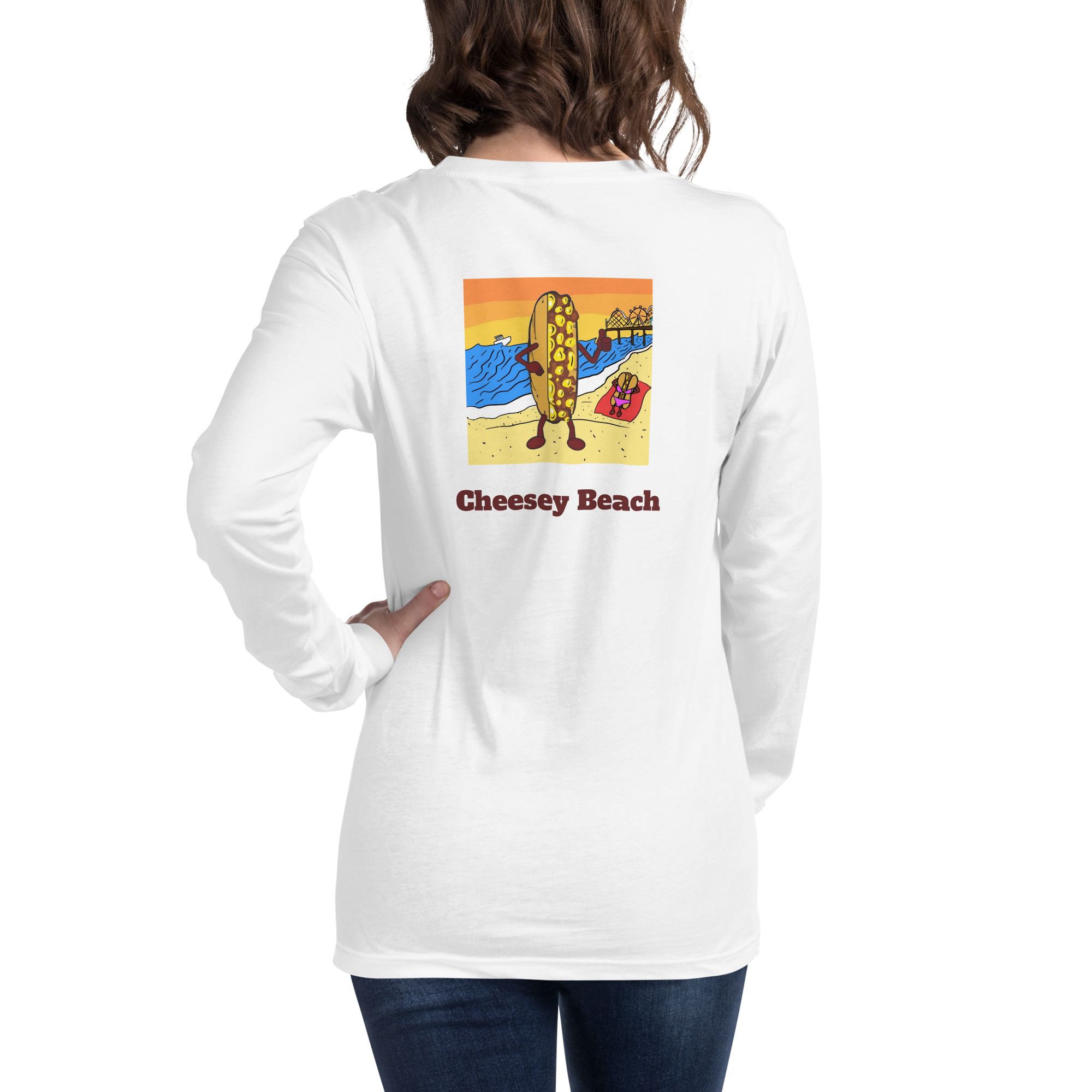 Bella Long Sleeve Tee - Cheesesteak Life - Amigo Dan - Cheesey Beach - Image 38