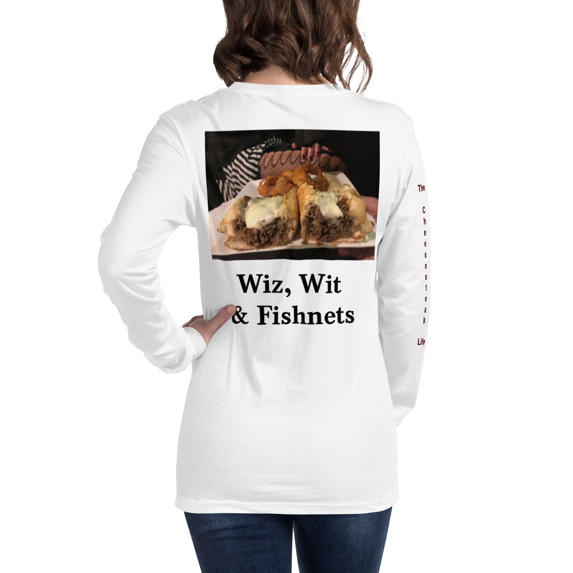 Long Sleeve Tee - Cheesesteak Life - Amigo Dan - Cheesey Fishnet Stockings - TCL on arm - Image 23