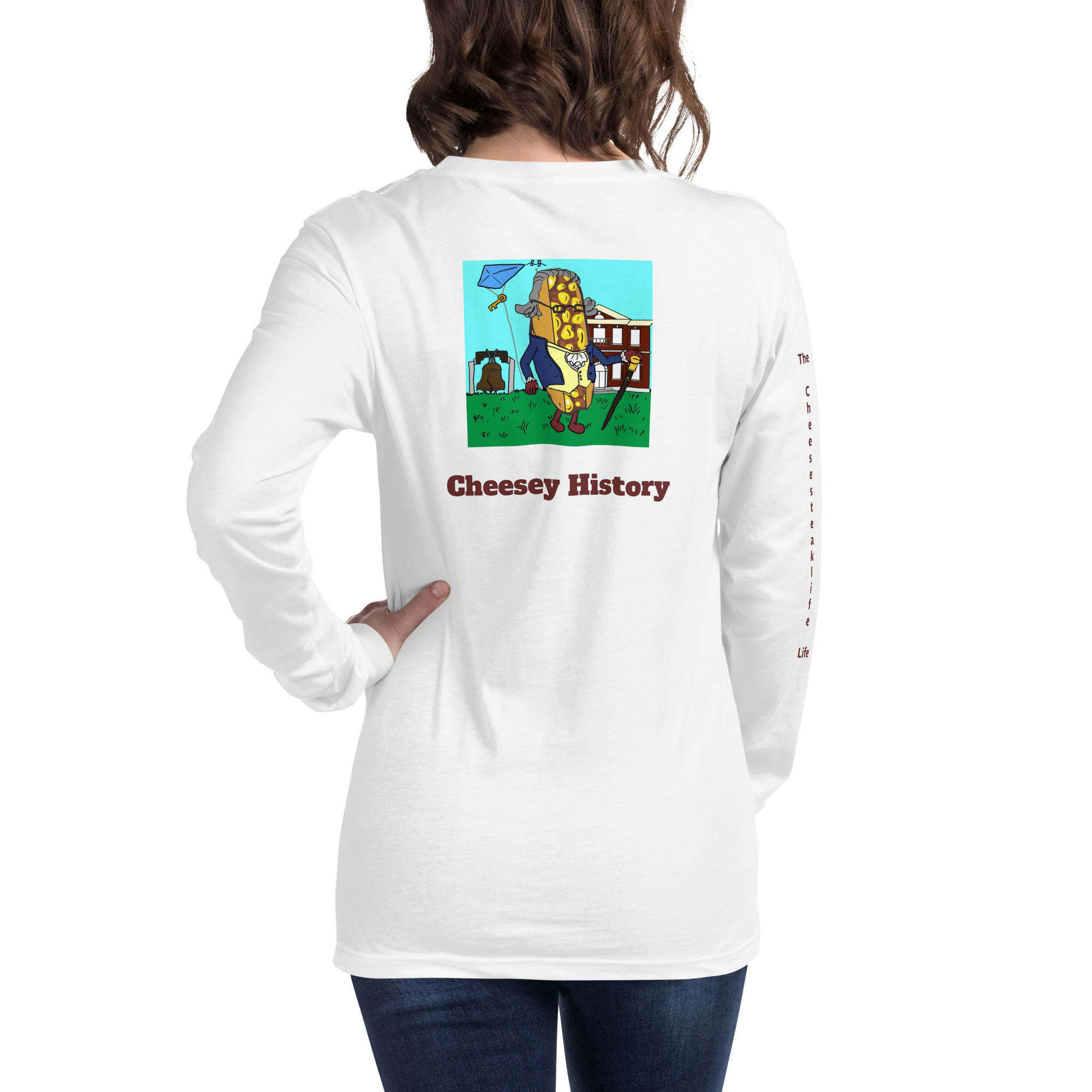 Long Sleeve T-Shirt - Cheesesteak Life - Amigo Dan - Cheesey History - TCL on arm - Image 20