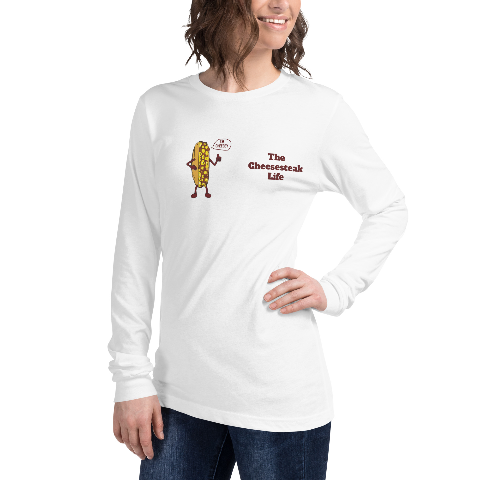 Bella Long Sleeve Tee - Cheesesteak Life - Amigo Dan - Cheesey Beach - Image 39