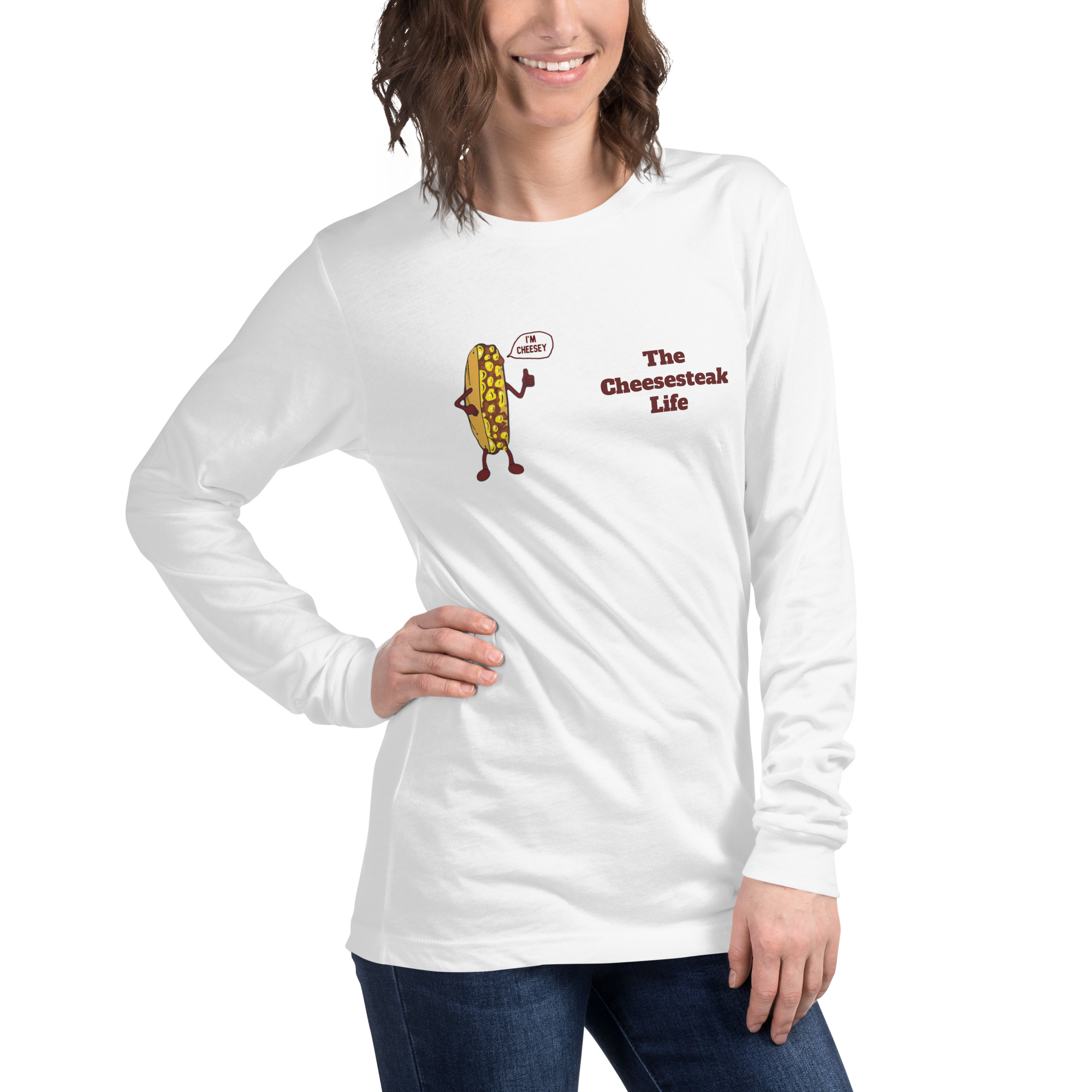 Bella Long Sleeve Tee - Cheesesteak Life - Amigo Dan - Cheesey Beach - Image 40