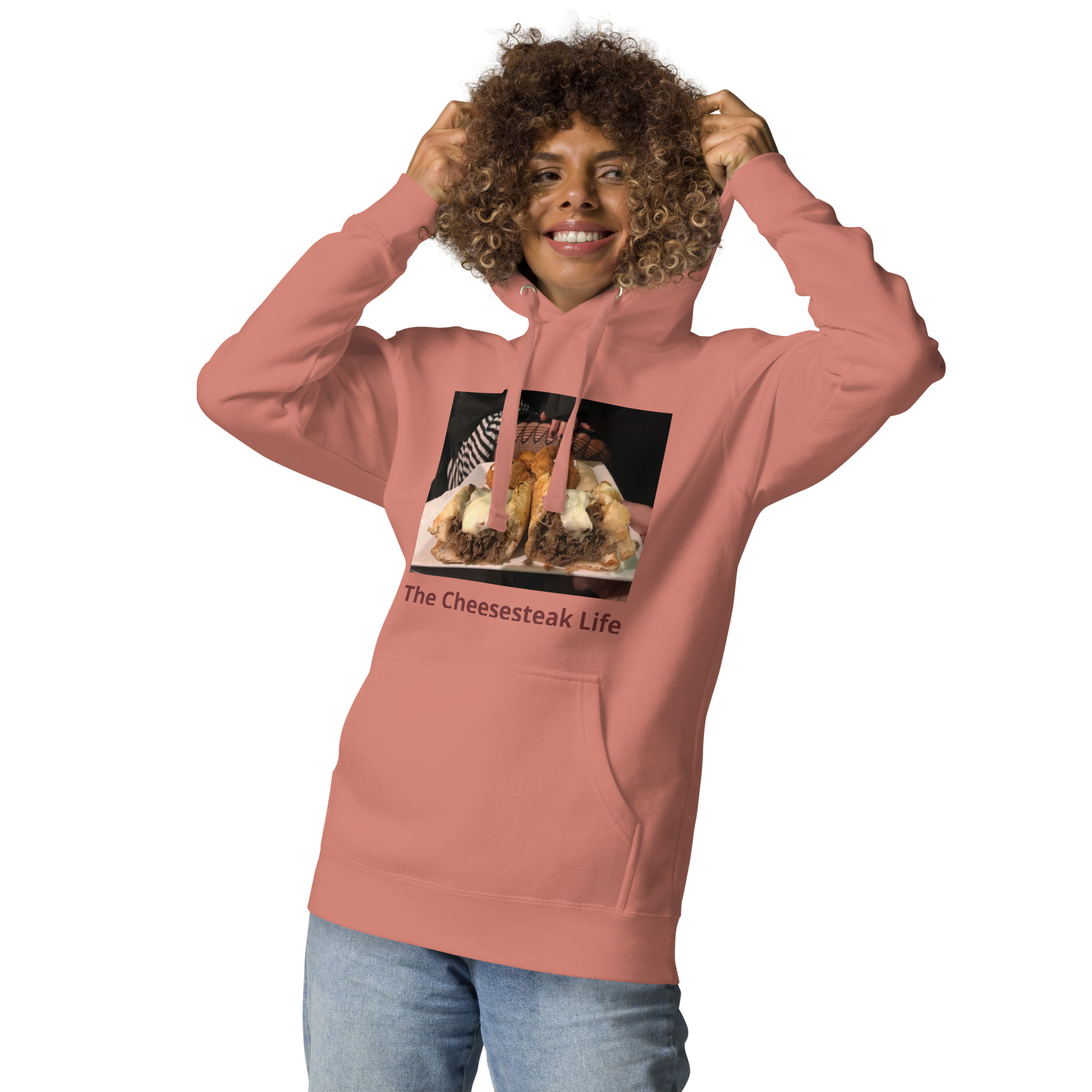 Hoodie - Cheesesteak Life - Cheesey Wiz, Wit & Fishnets - Image 5