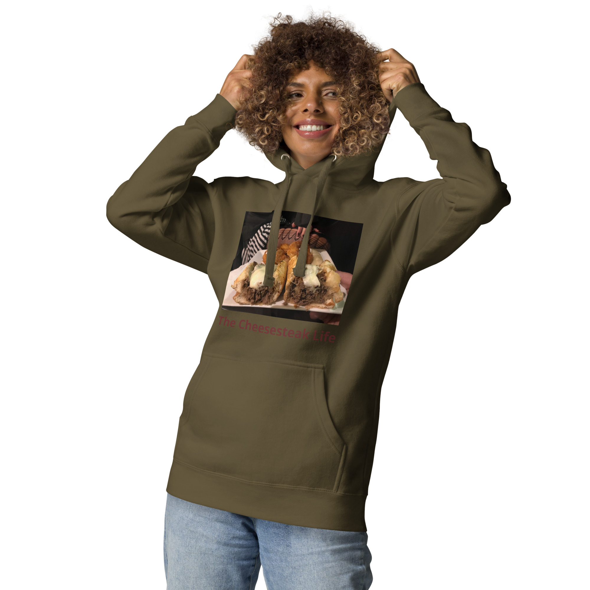 Hoodie - Cheesesteak Life - Cheesey Wiz, Wit & Fishnets - Image 4