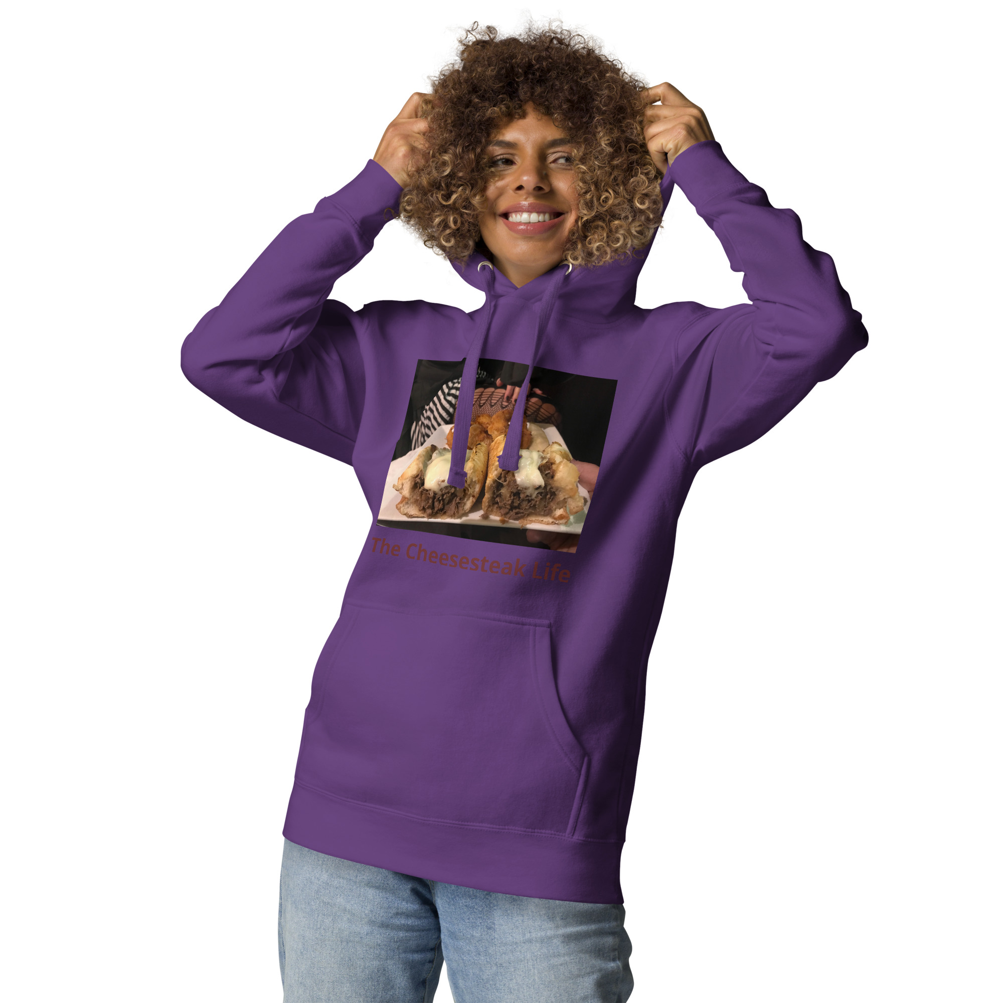 Hoodie - Cheesesteak Life - Cheesey Wiz, Wit & Fishnets - Image 3