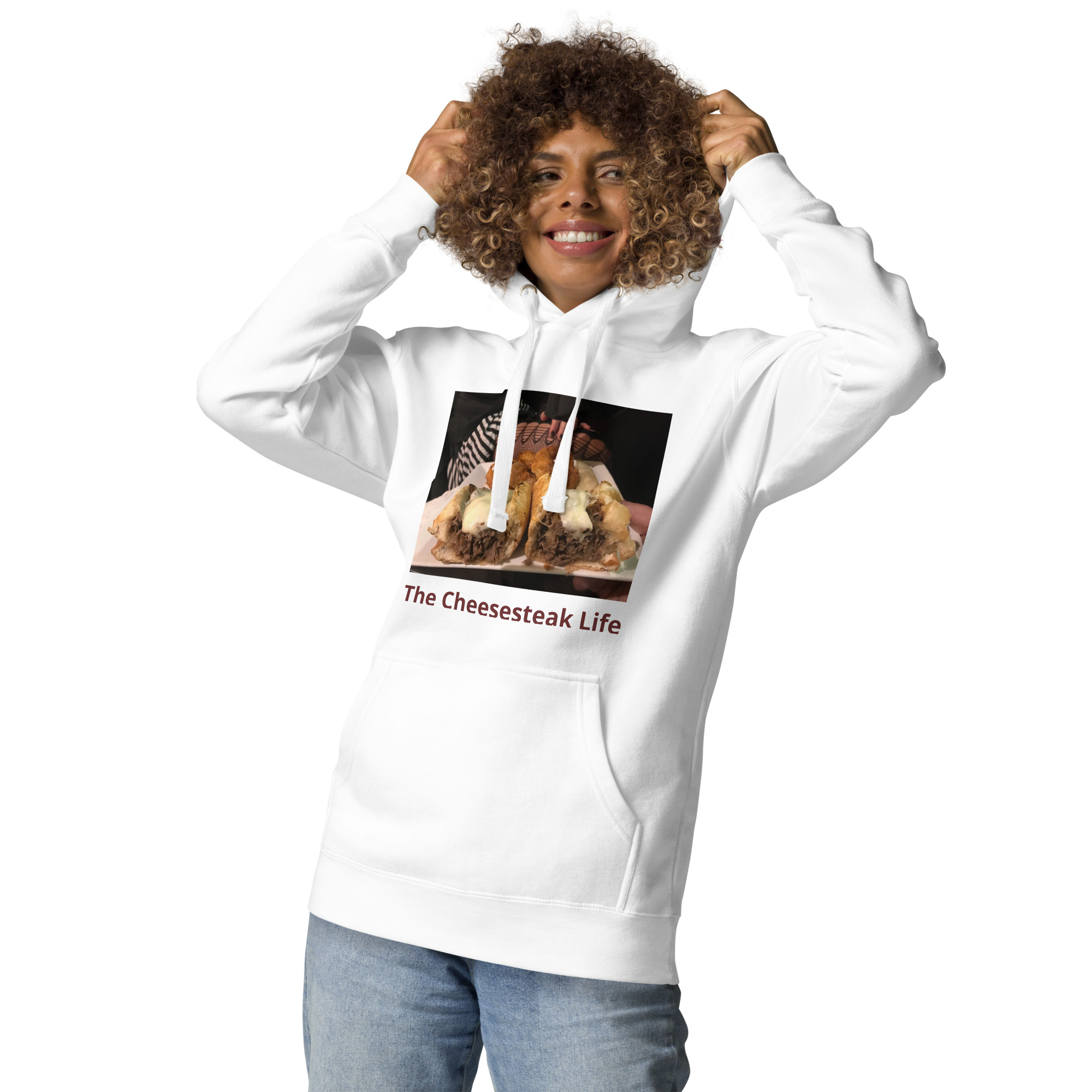Hoodie - Cheesesteak Life - Cheesey Wiz, Wit & Fishnets - Image 8