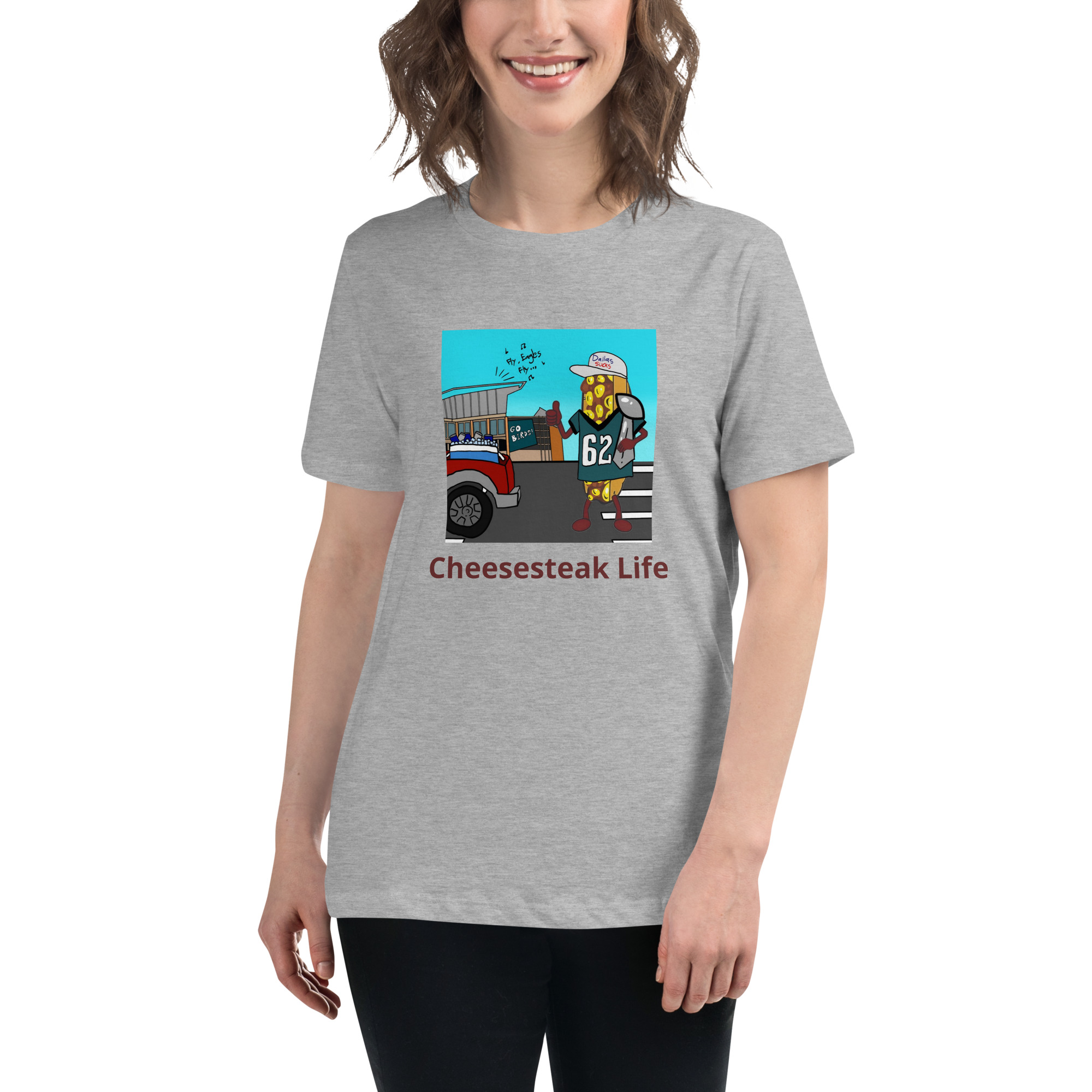 Women's Relaxed T-Shirt - Cheesesteak Life - Cheesey Eagles Fan - Image 8