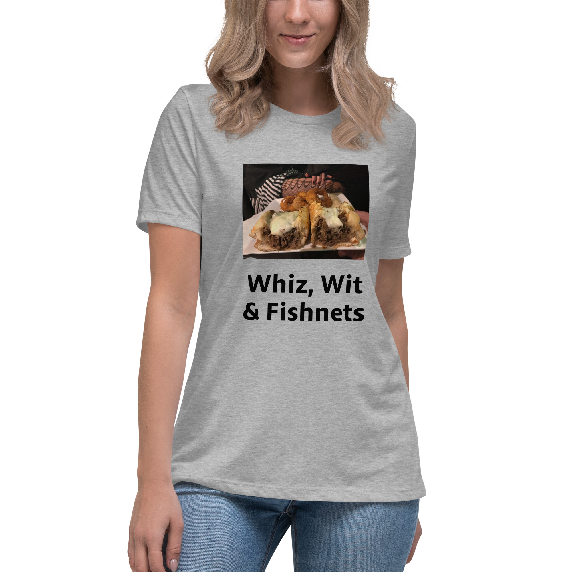 Women's Relaxed T-Shirt - Cheesey Fishnets stockings - Image 6
