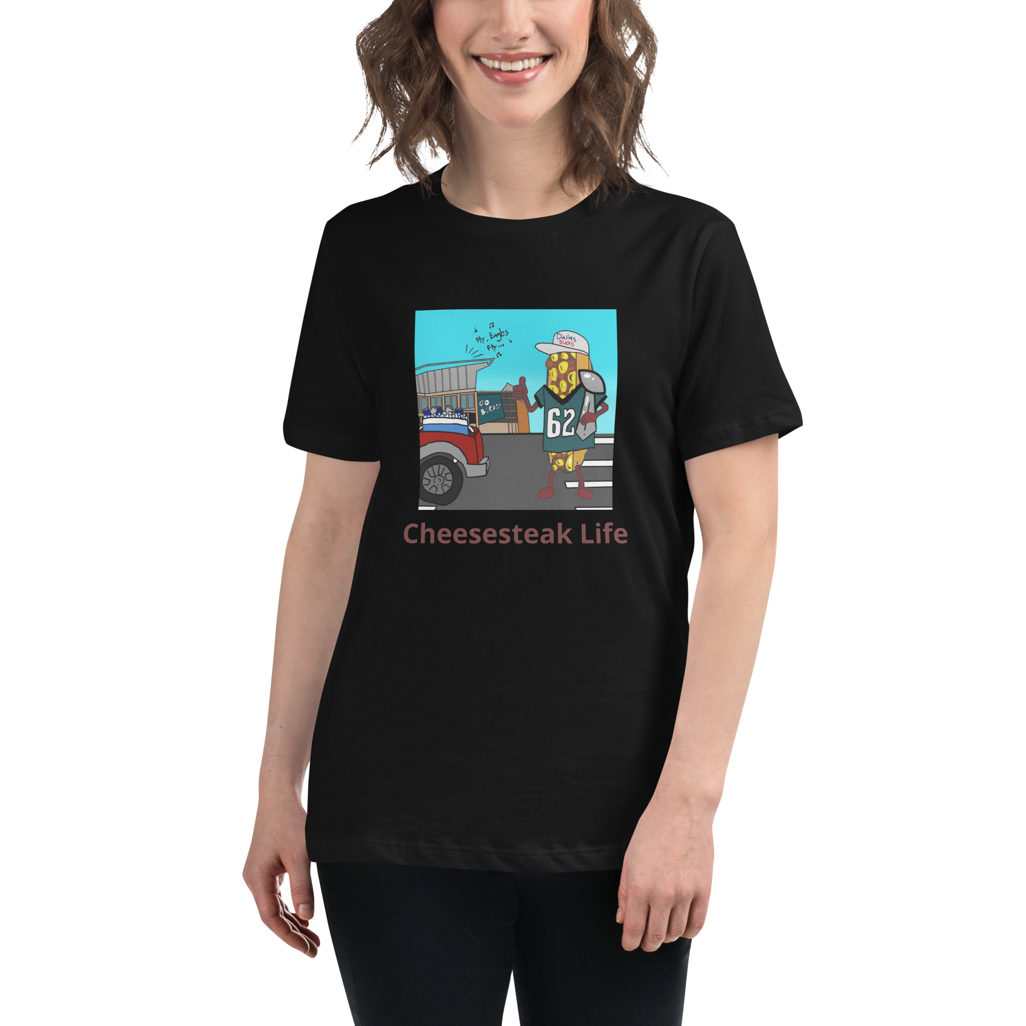 Women's Relaxed T-Shirt - Cheesesteak Life - Cheesey Eagles Fan - Image 2