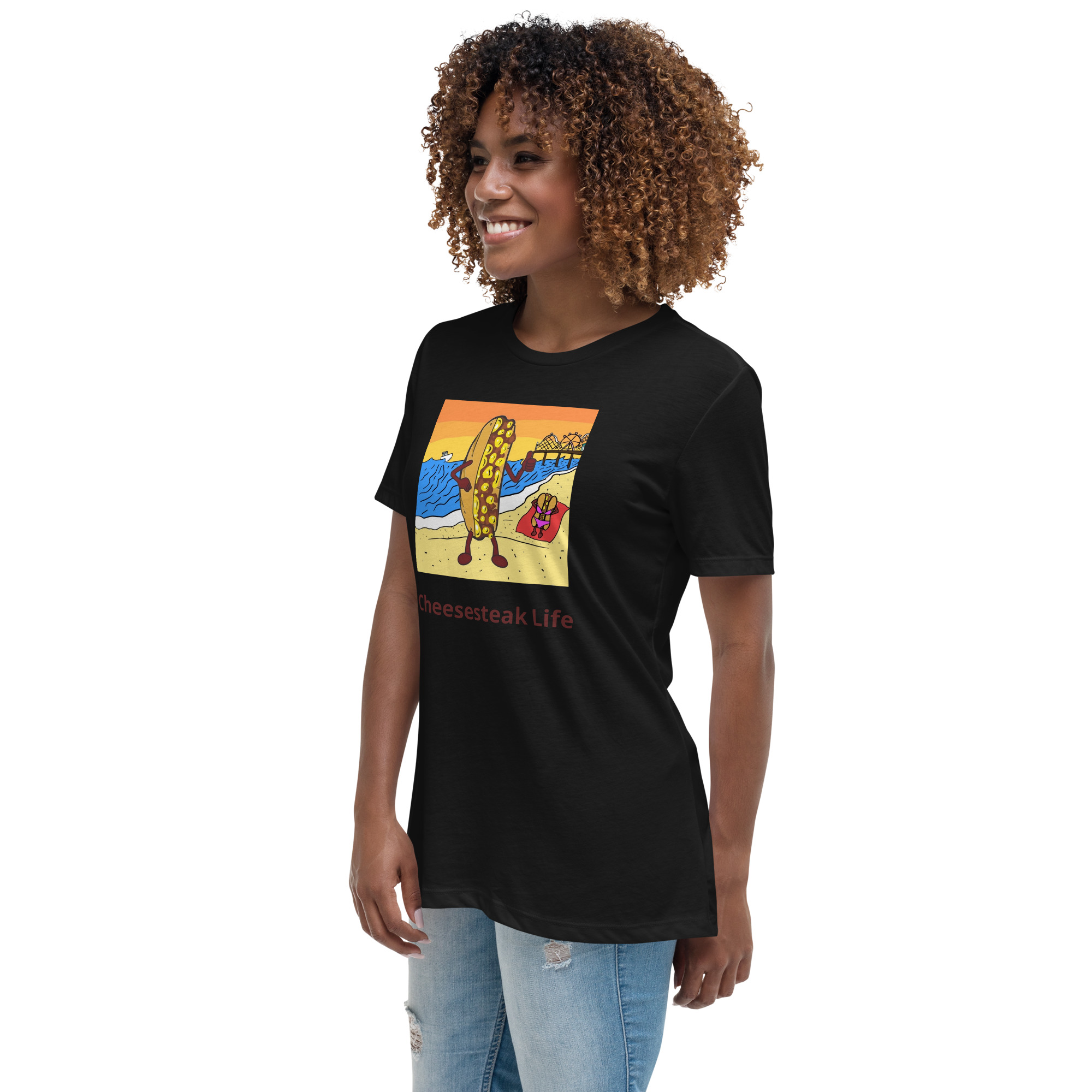 Women's Relaxed T-Shirt - Cheesey Beach - Image 2