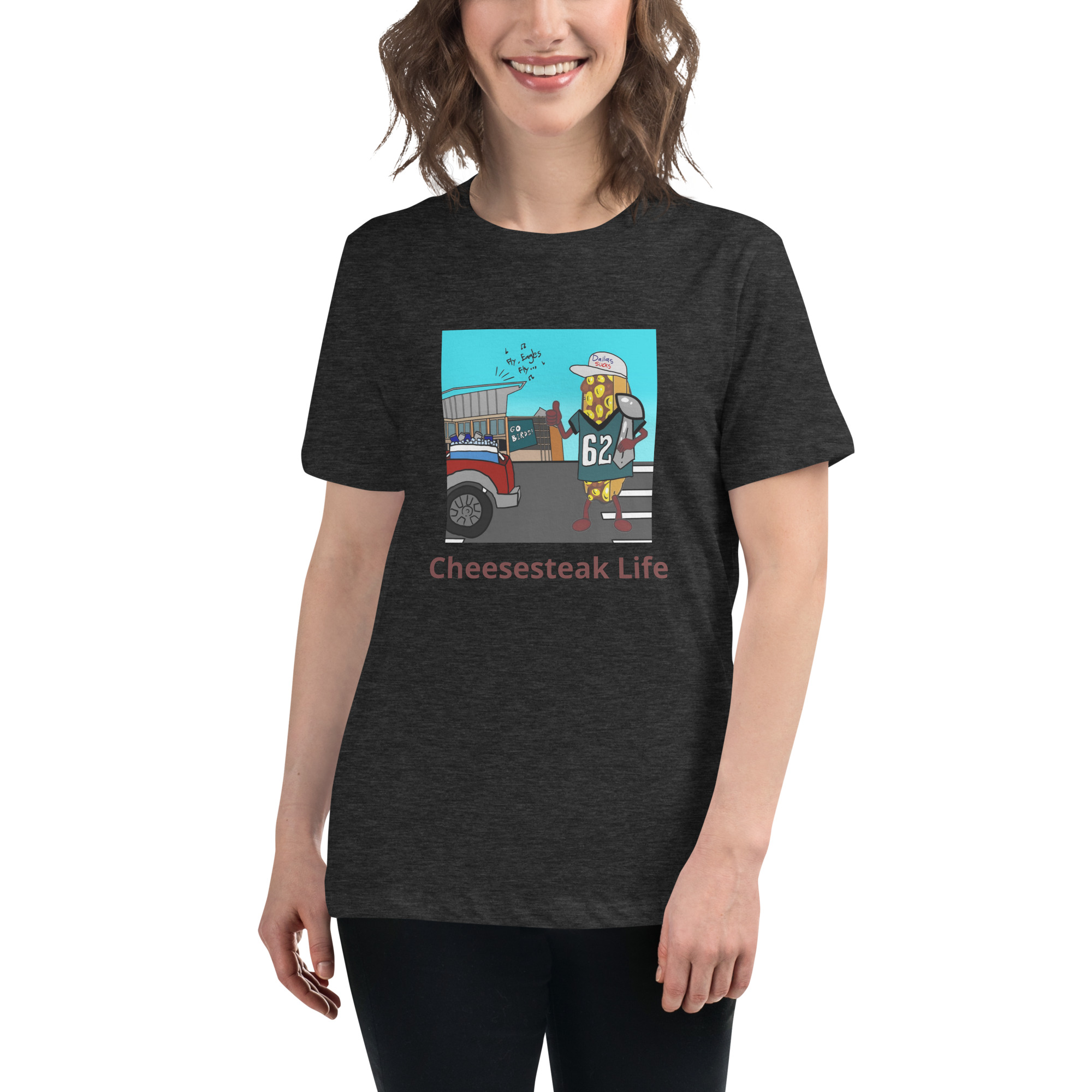 Women's Relaxed T-Shirt - Cheesesteak Life - Cheesey Eagles Fan - Image 3