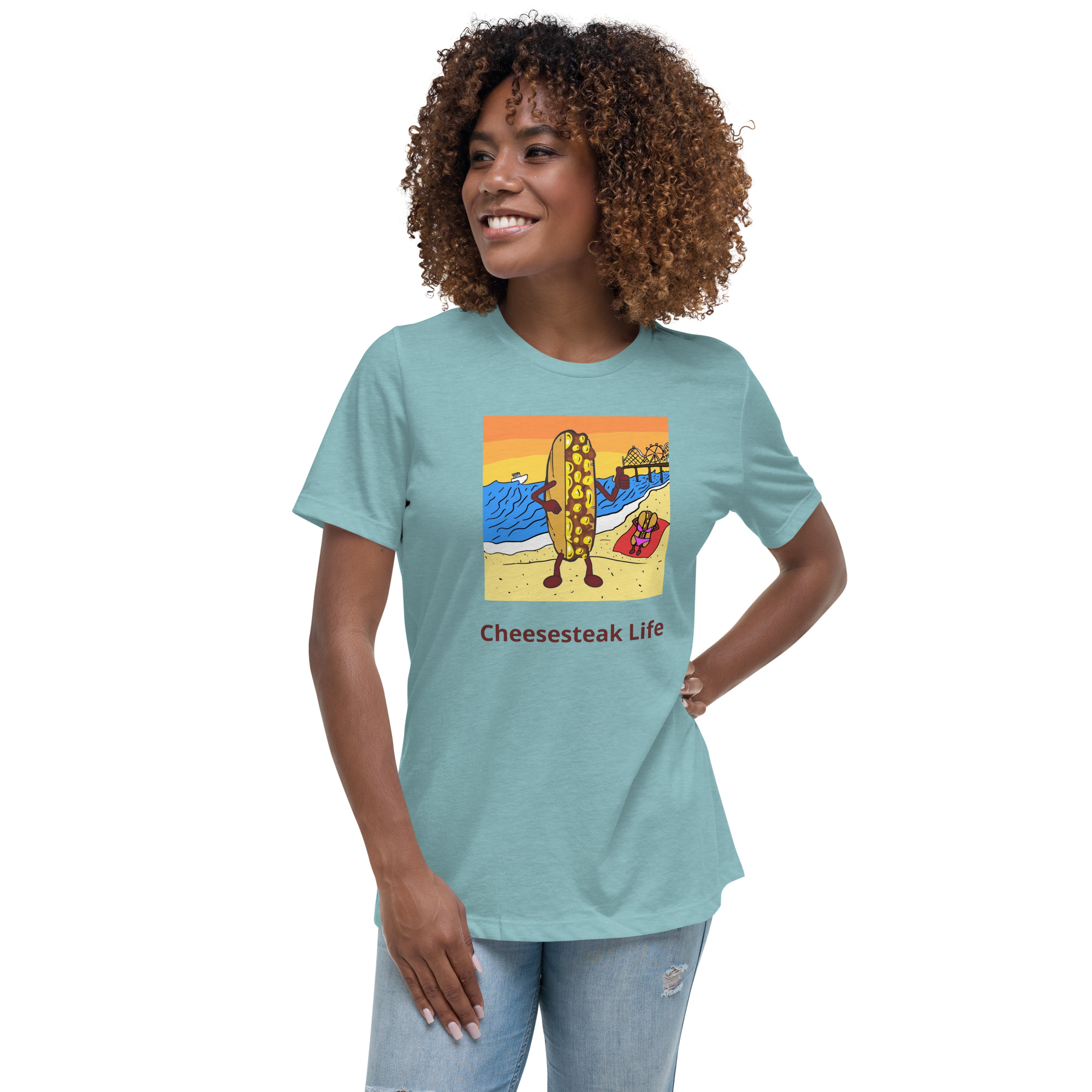Women's Relaxed T-Shirt - Cheesey Beach - Image 11