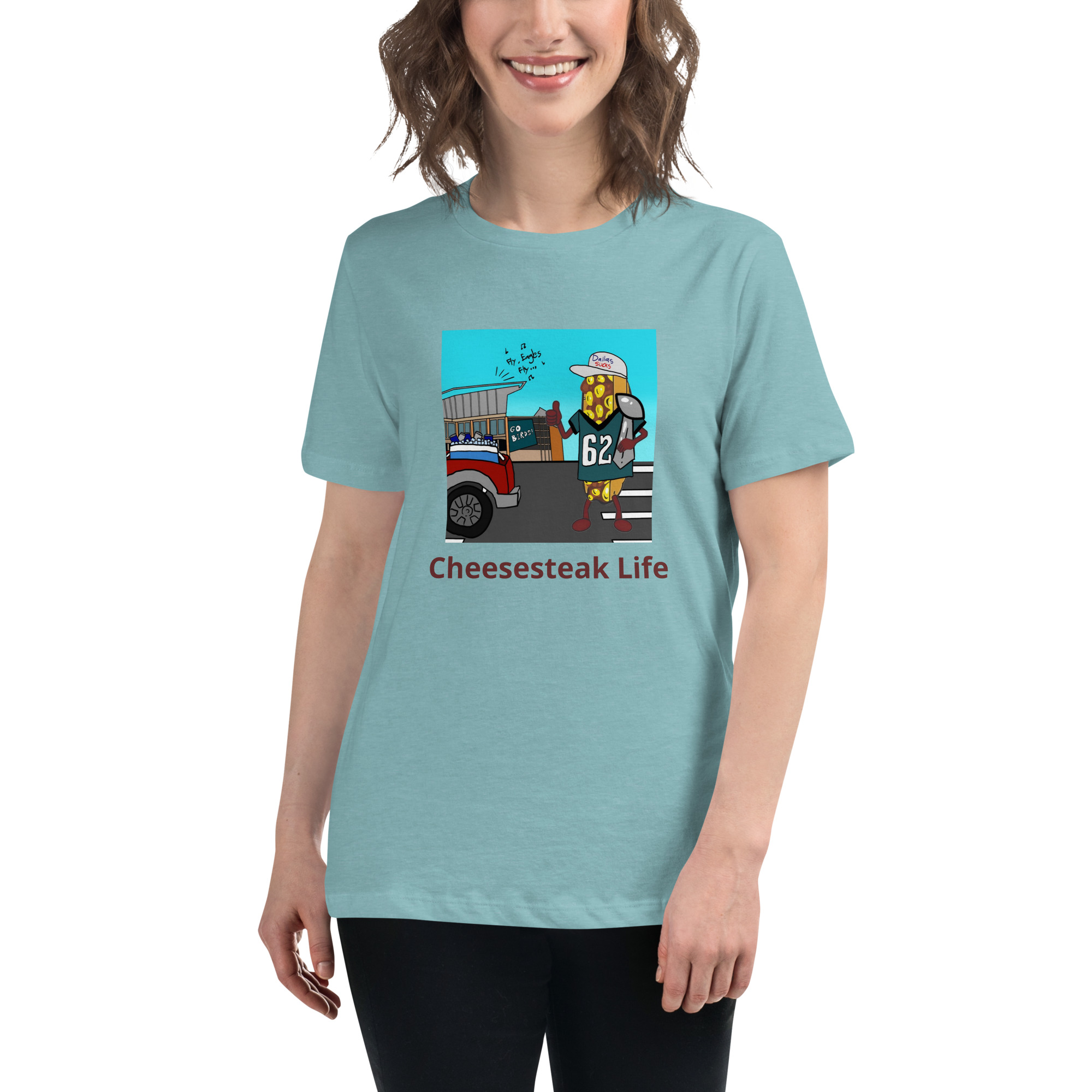 Women's Relaxed T-Shirt - Cheesesteak Life - Cheesey Eagles Fan - Image 7