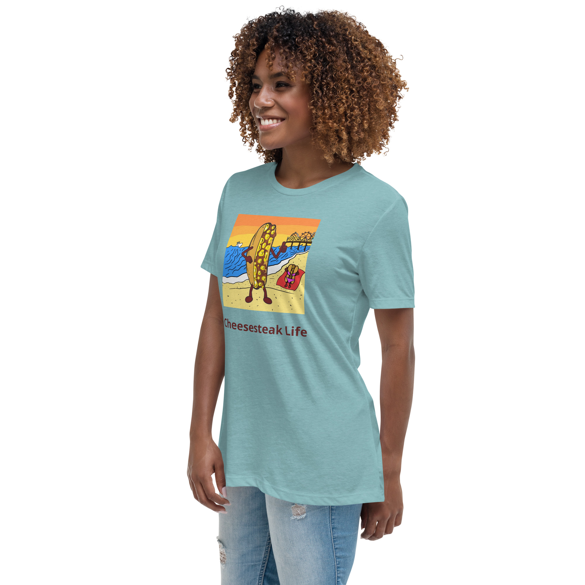 Women's Relaxed T-Shirt - Cheesey Beach - Image 12