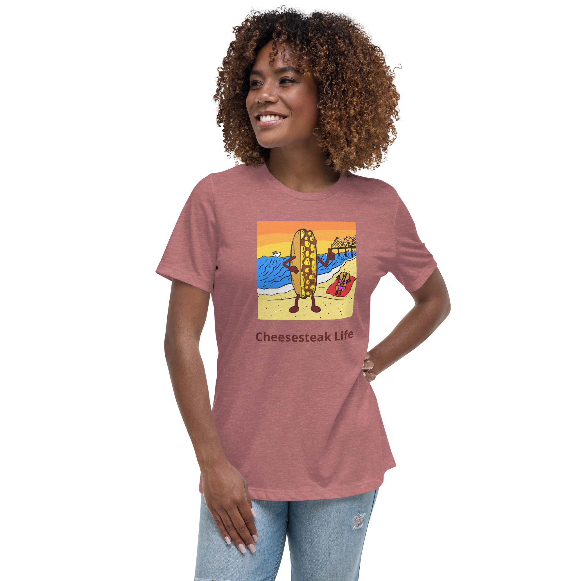 Women's Relaxed T-Shirt - Cheesey Beach - Image 7