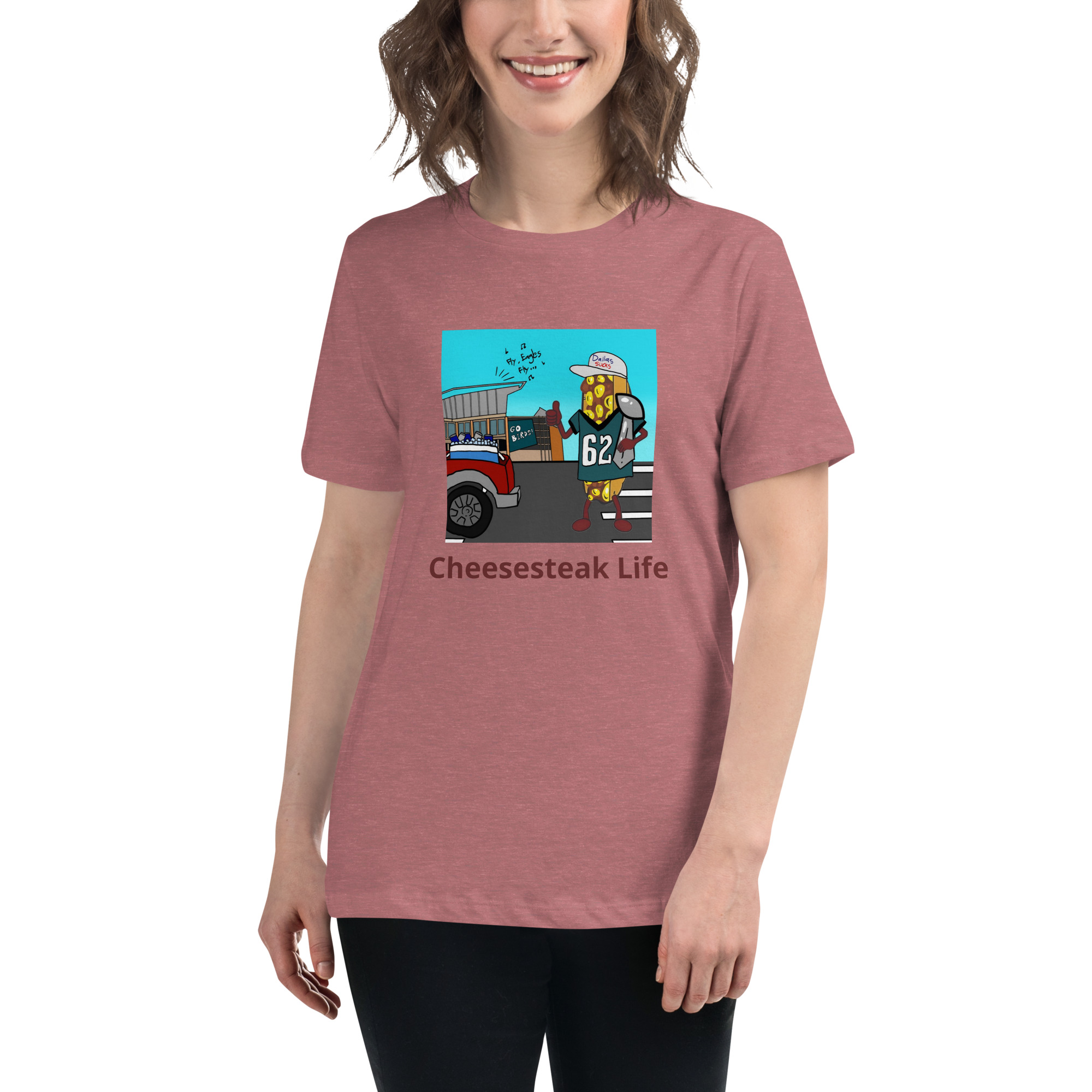 Women's Relaxed T-Shirt - Cheesesteak Life - Cheesey Eagles Fan - Image 5