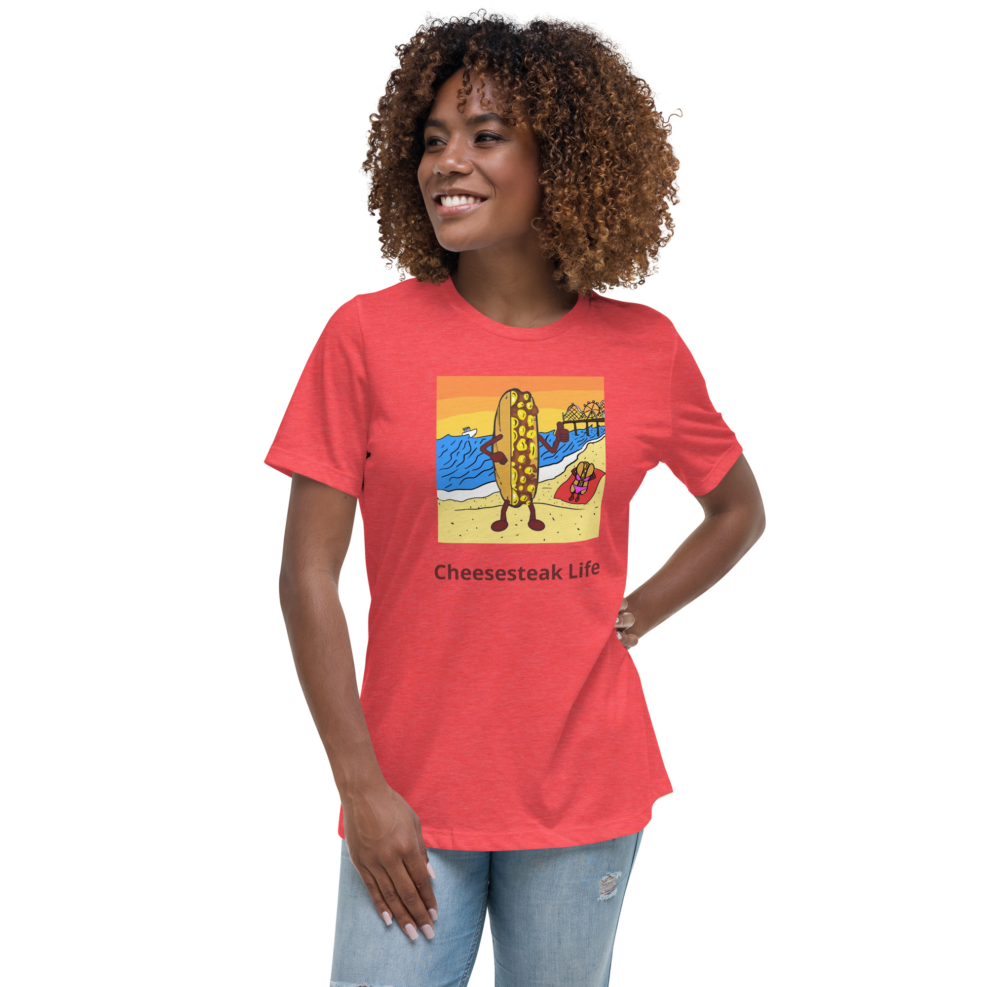 Women's Relaxed T-Shirt - Cheesey Beach - Image 5